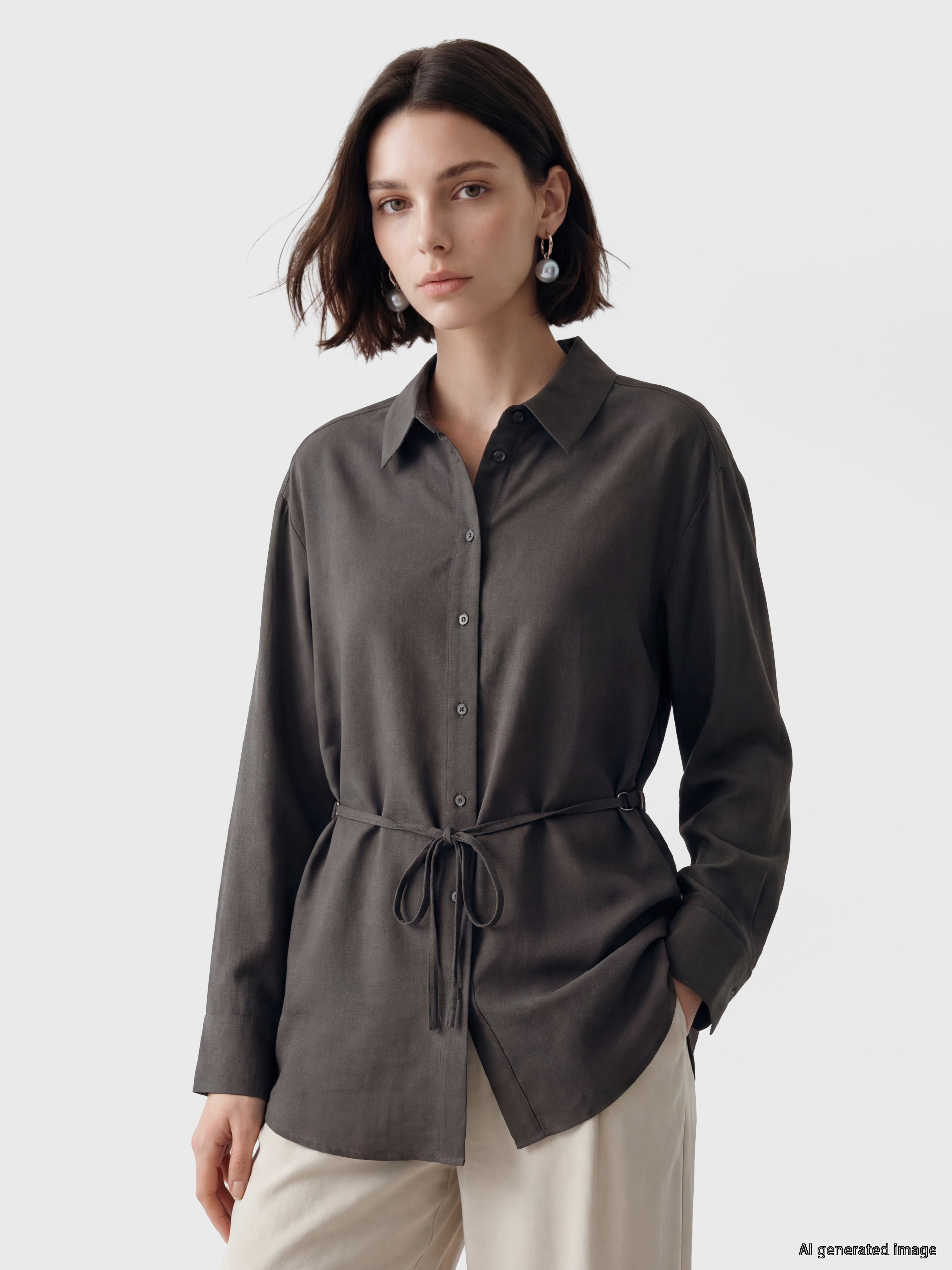 LCW Modest Keten Karışımlı Kadın Gömlek Tunik