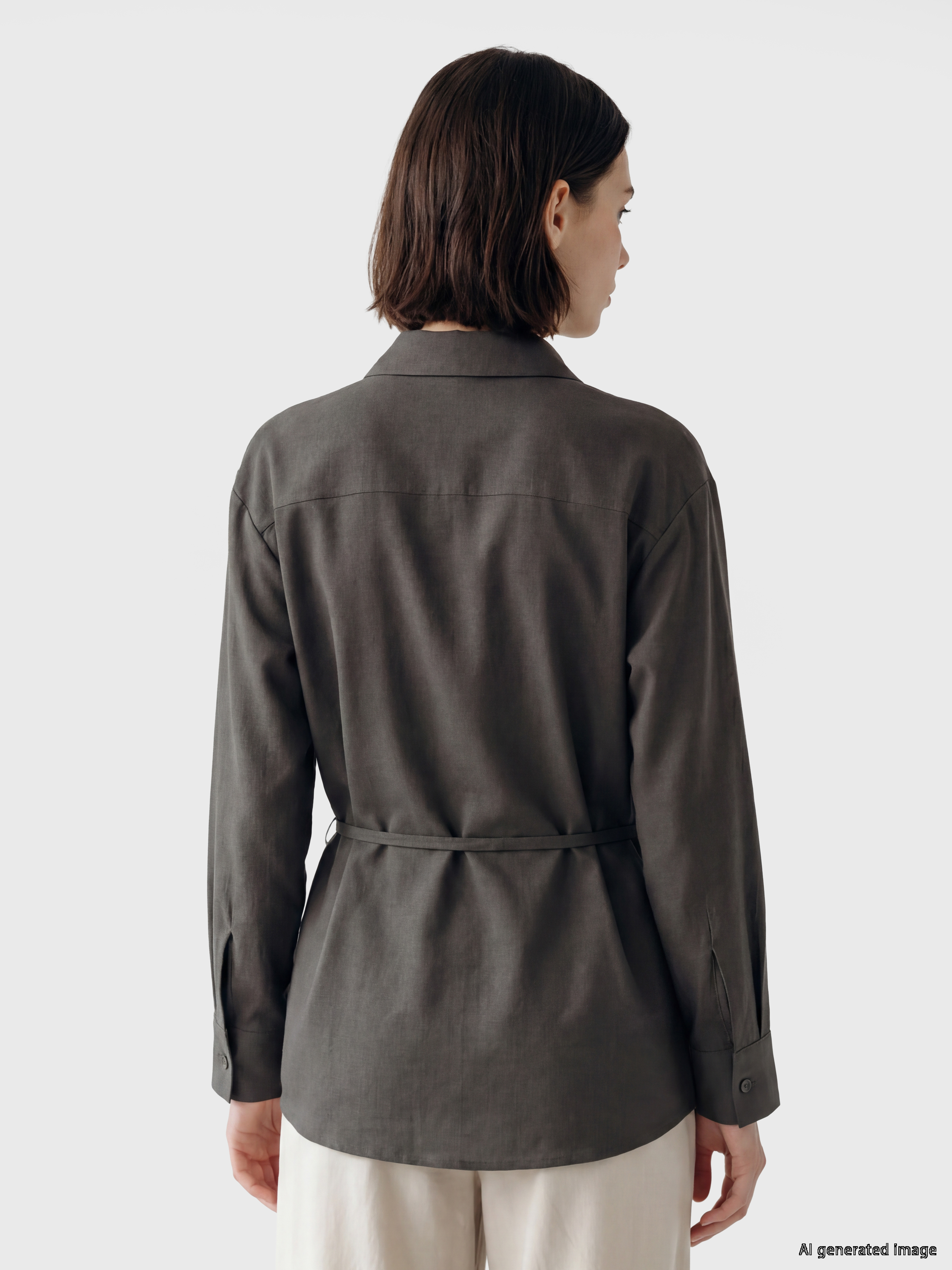 LCW Modest Keten Karışımlı Kadın Gömlek Tunik görsel 4