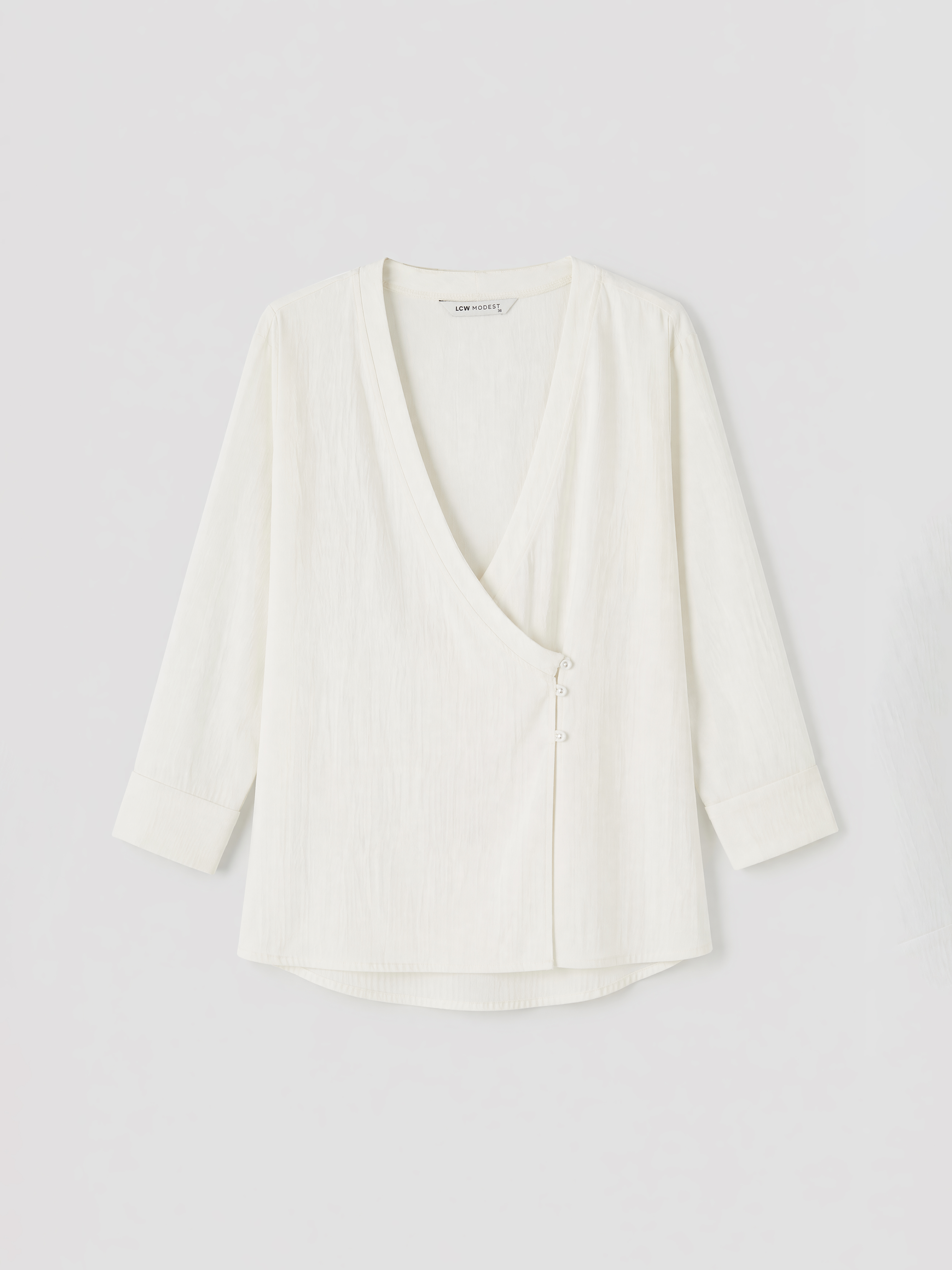 LCW Modest Kruvaze Yaka Kadın Kimono görsel 5