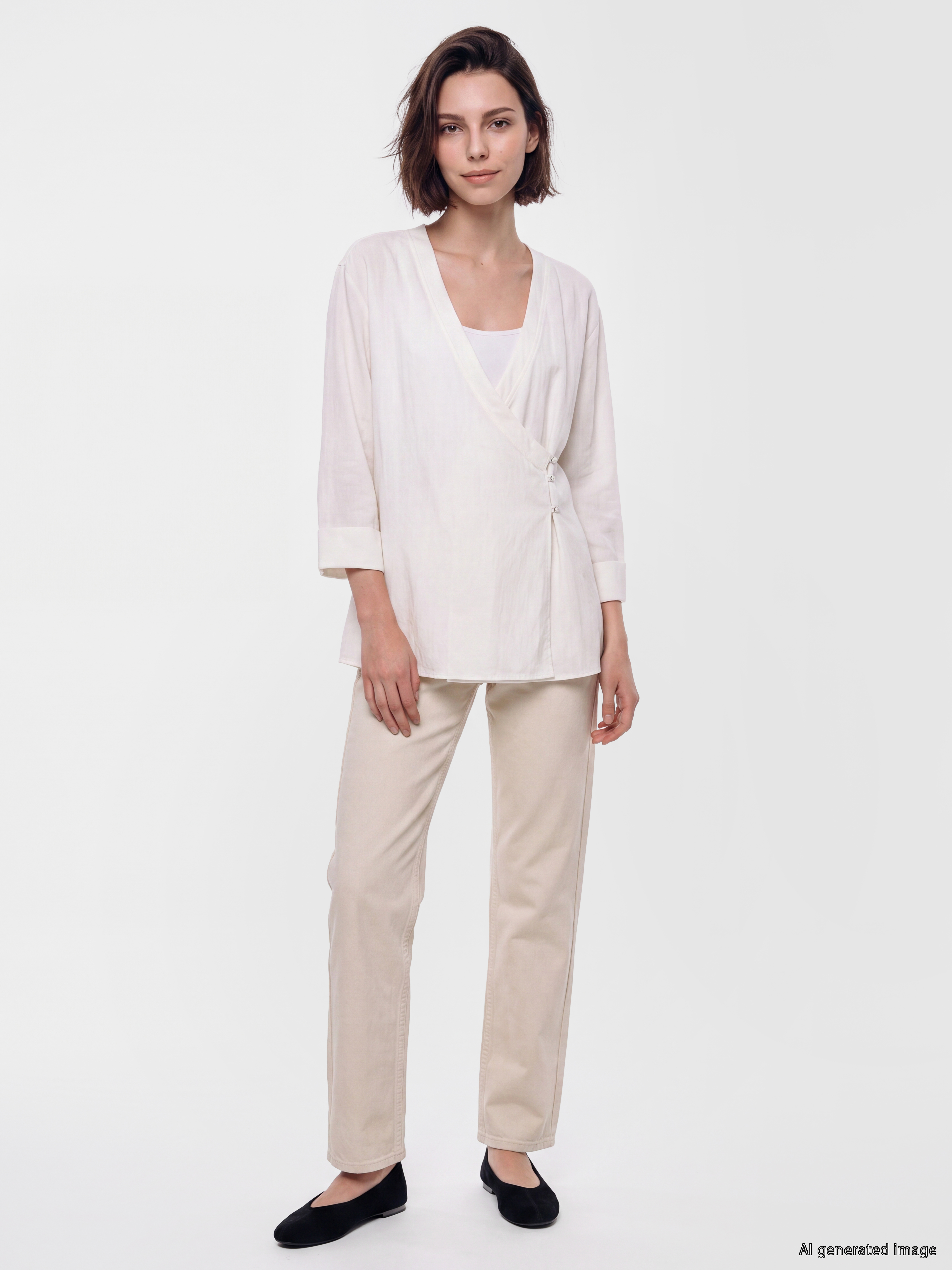LCW Modest Kruvaze Yaka Kadın Kimono görsel 2