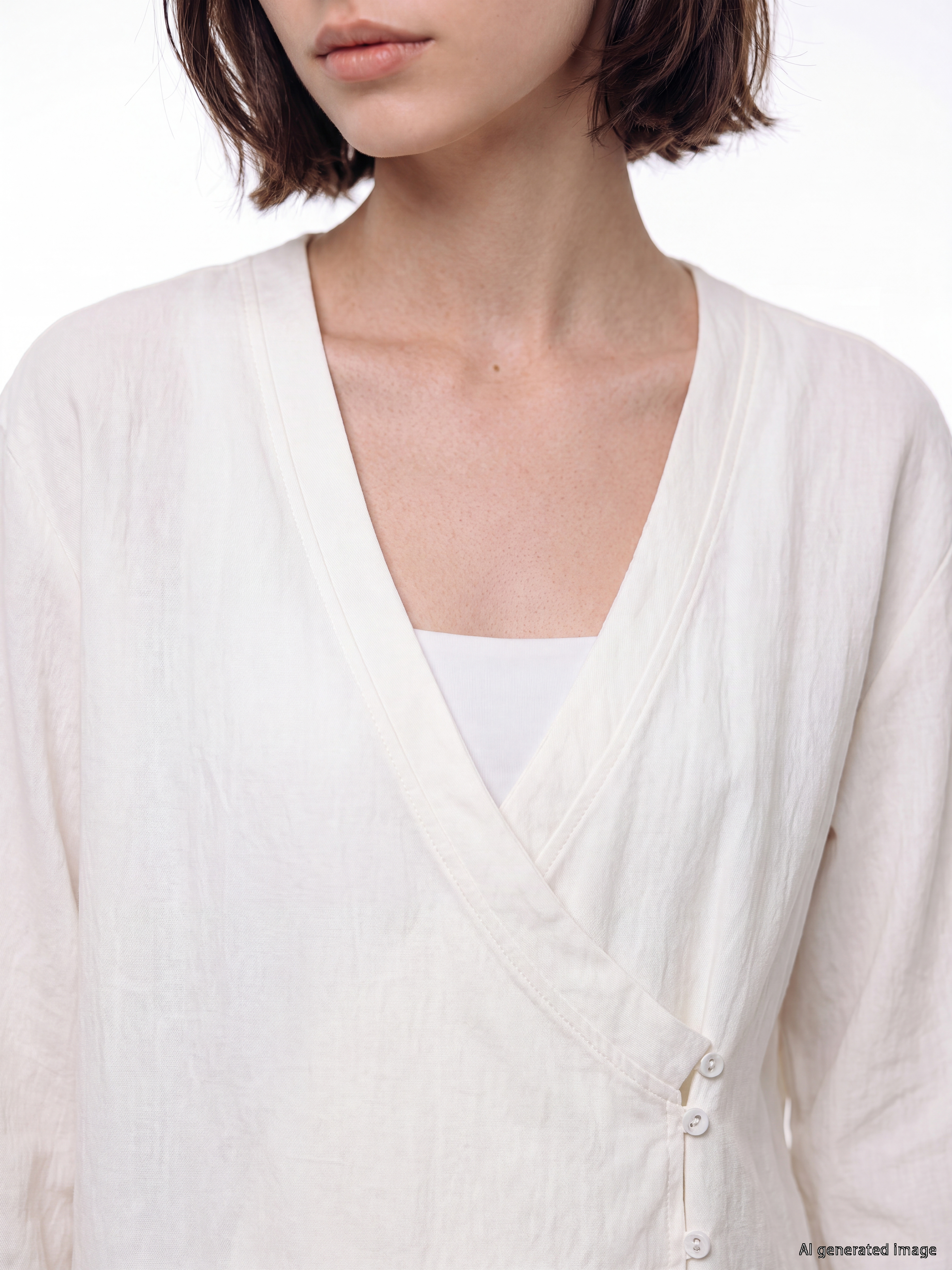 LCW Modest Kruvaze Yaka Kadın Kimono görsel 3