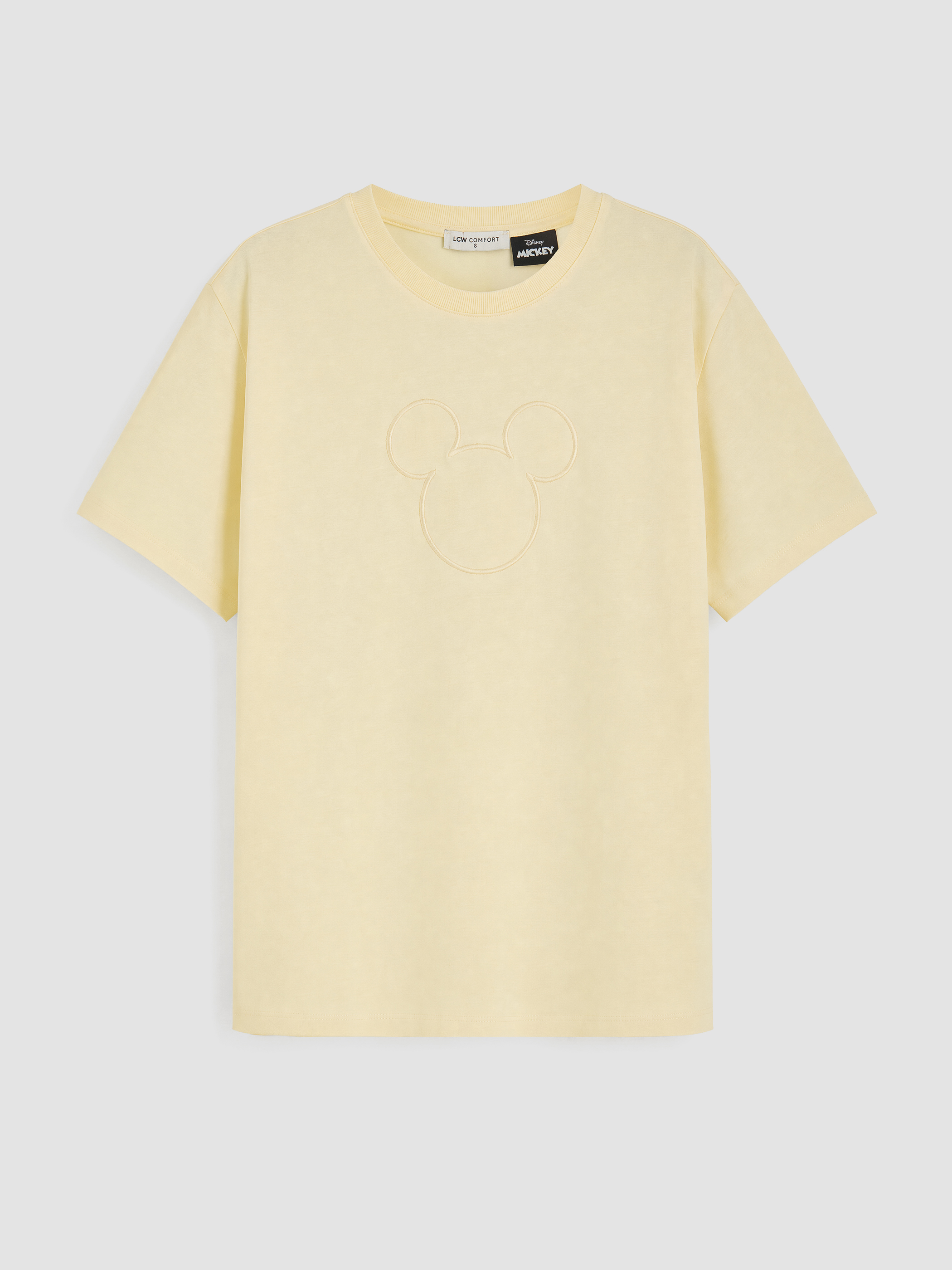 LCW Comfort Mickey Mouse Nakışlı %100 Pamuklu Kadın Tişört görsel 5