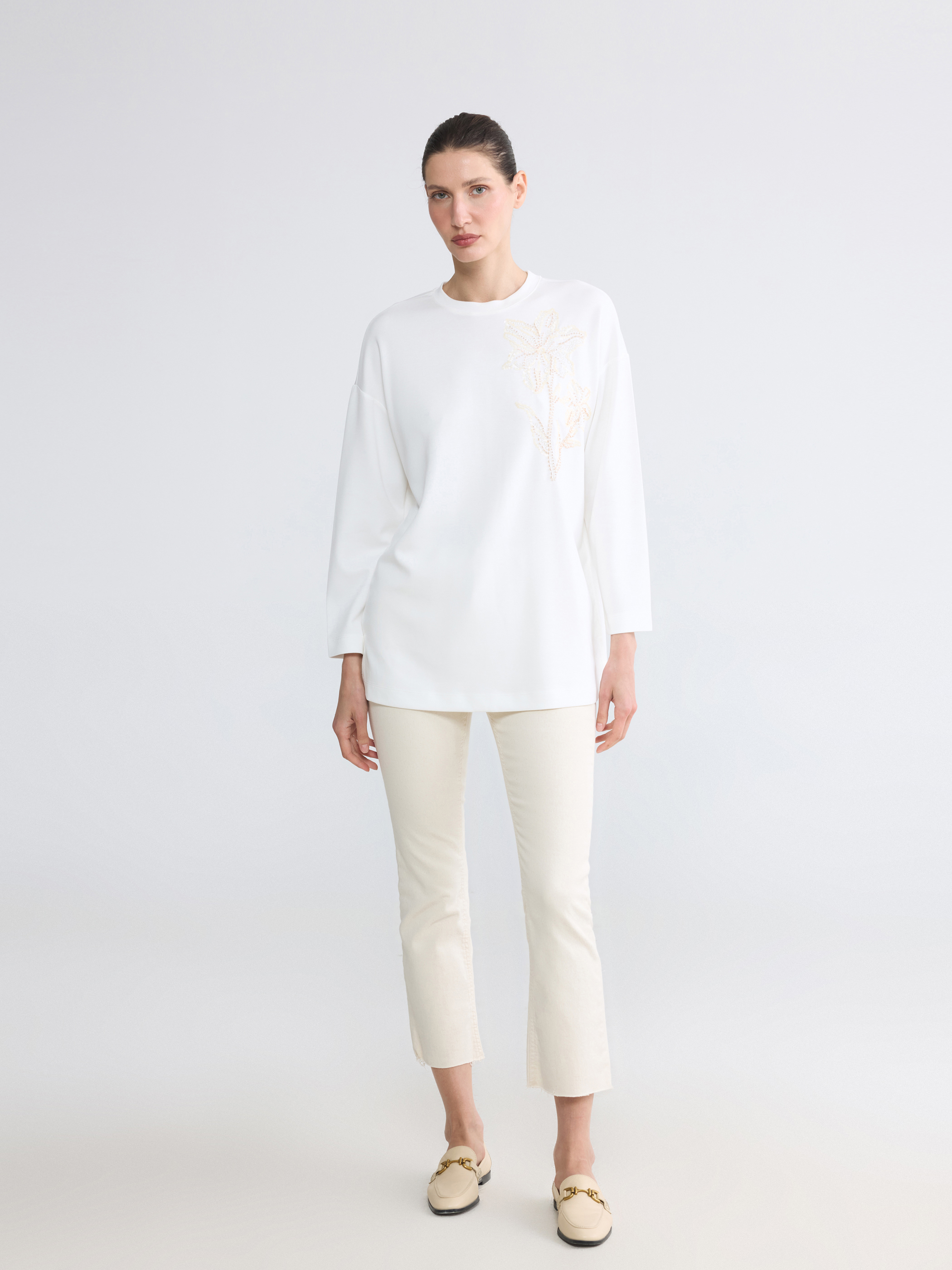 LCWAIKIKI Classic Payetli Oversize Soft Touch Kadın Tunik görsel 2