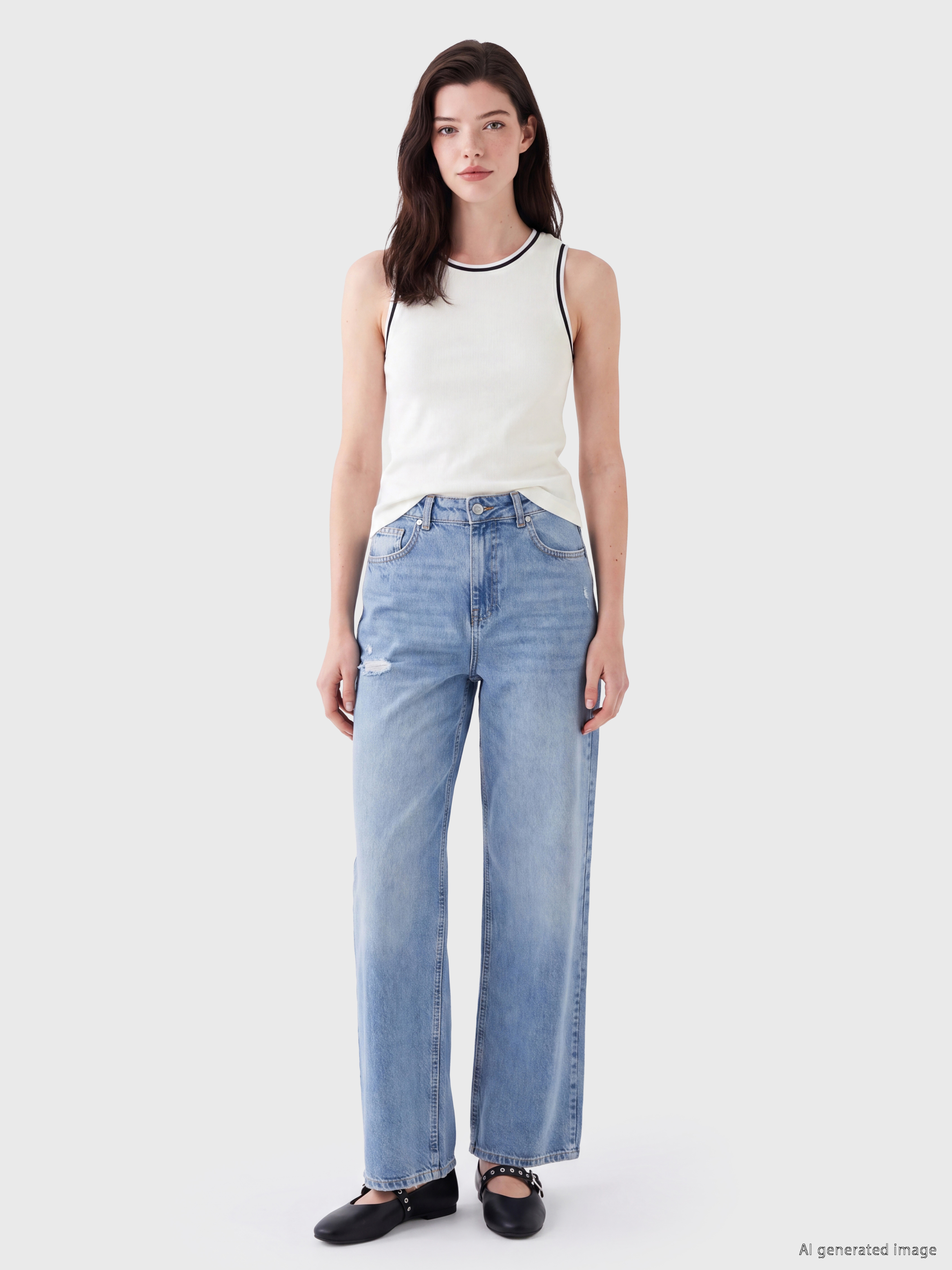 LCW Comfort Bisiklet Yaka Kadın Fitilli Atlet görsel 2