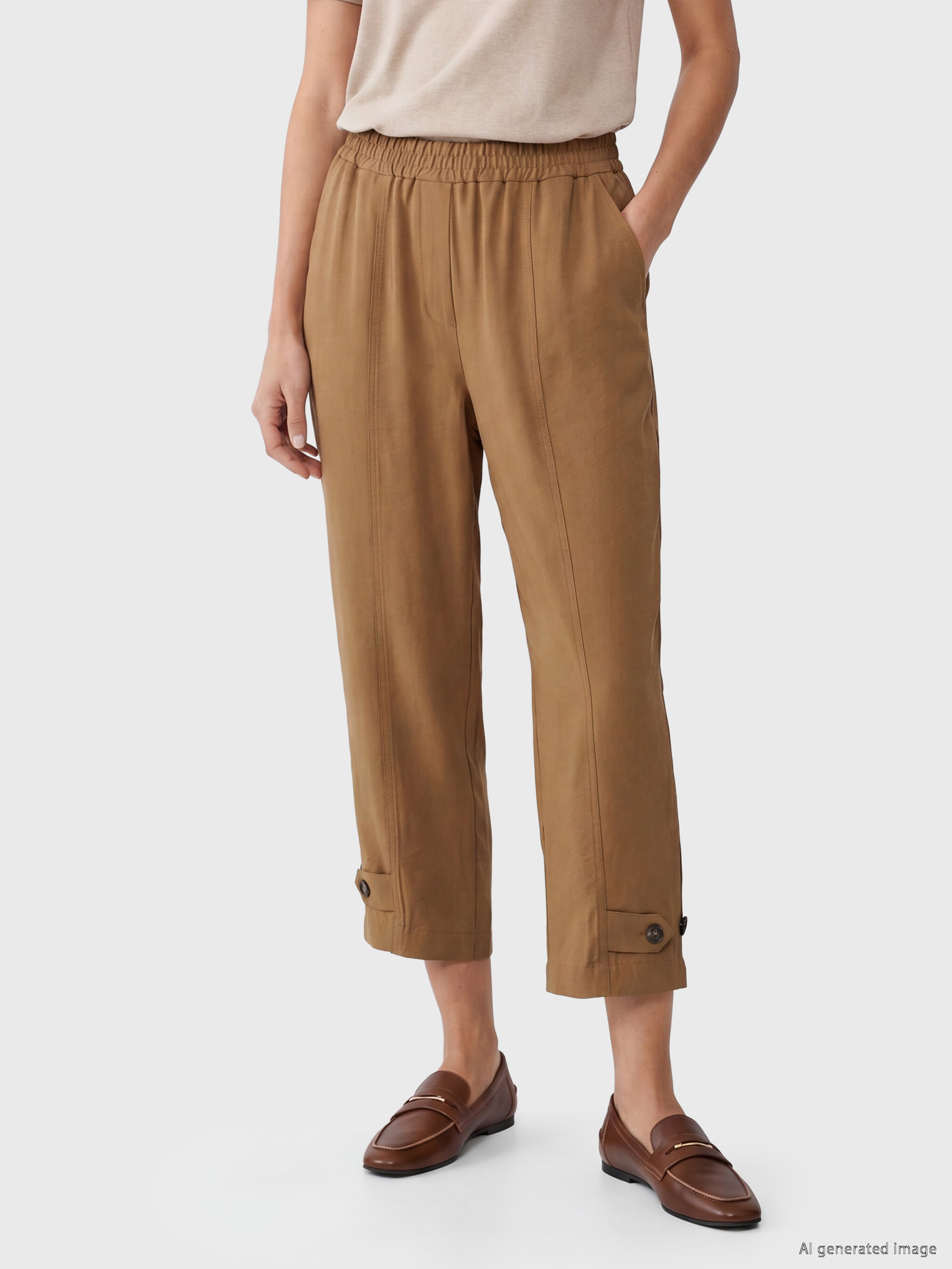 LCWAIKIKI Classic Beli Lastikli Modal Karışımlı Kadın Pantolon görsel 2
