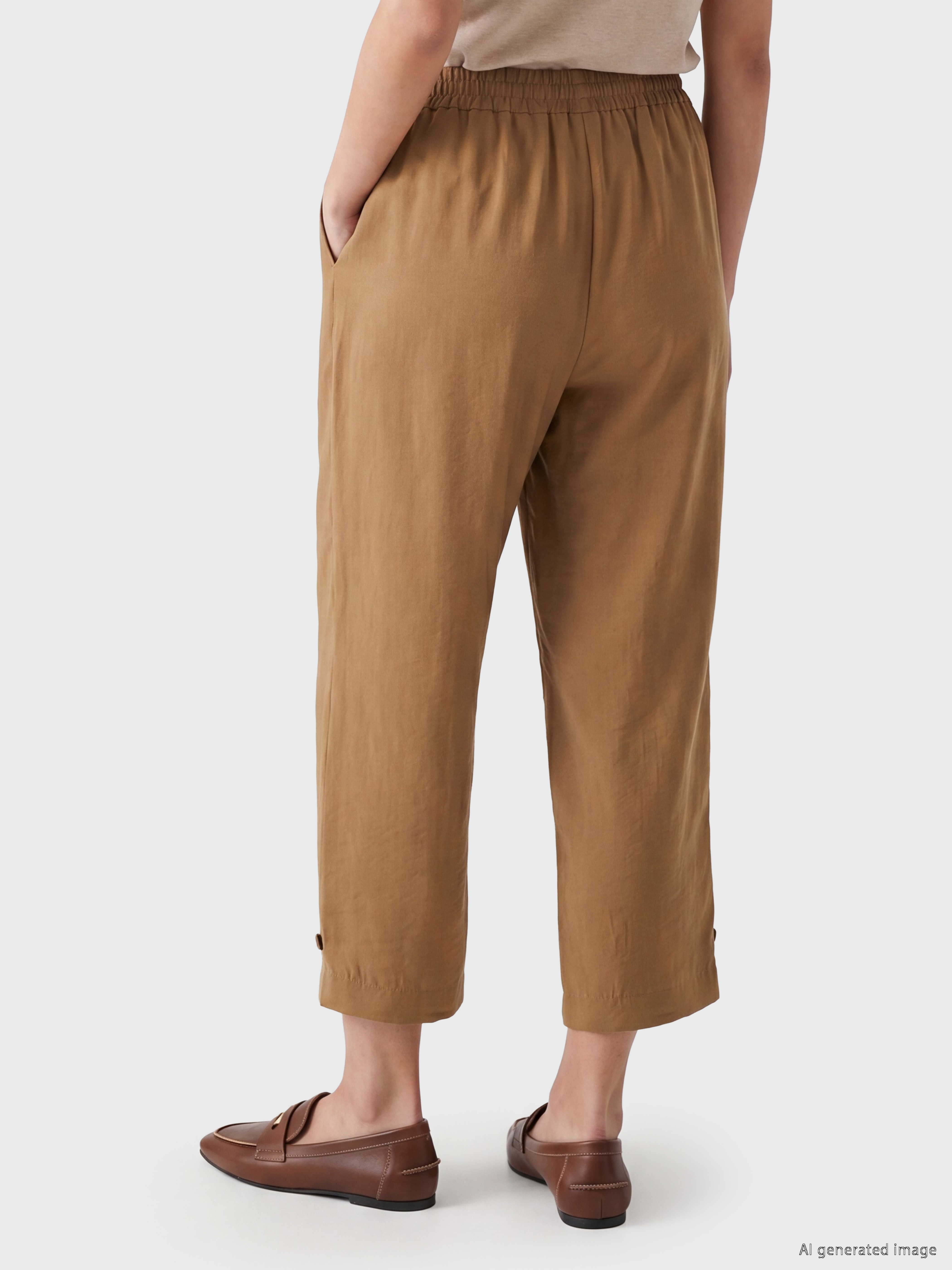 LCWAIKIKI Classic Beli Lastikli Modal Karışımlı Kadın Pantolon görsel 3
