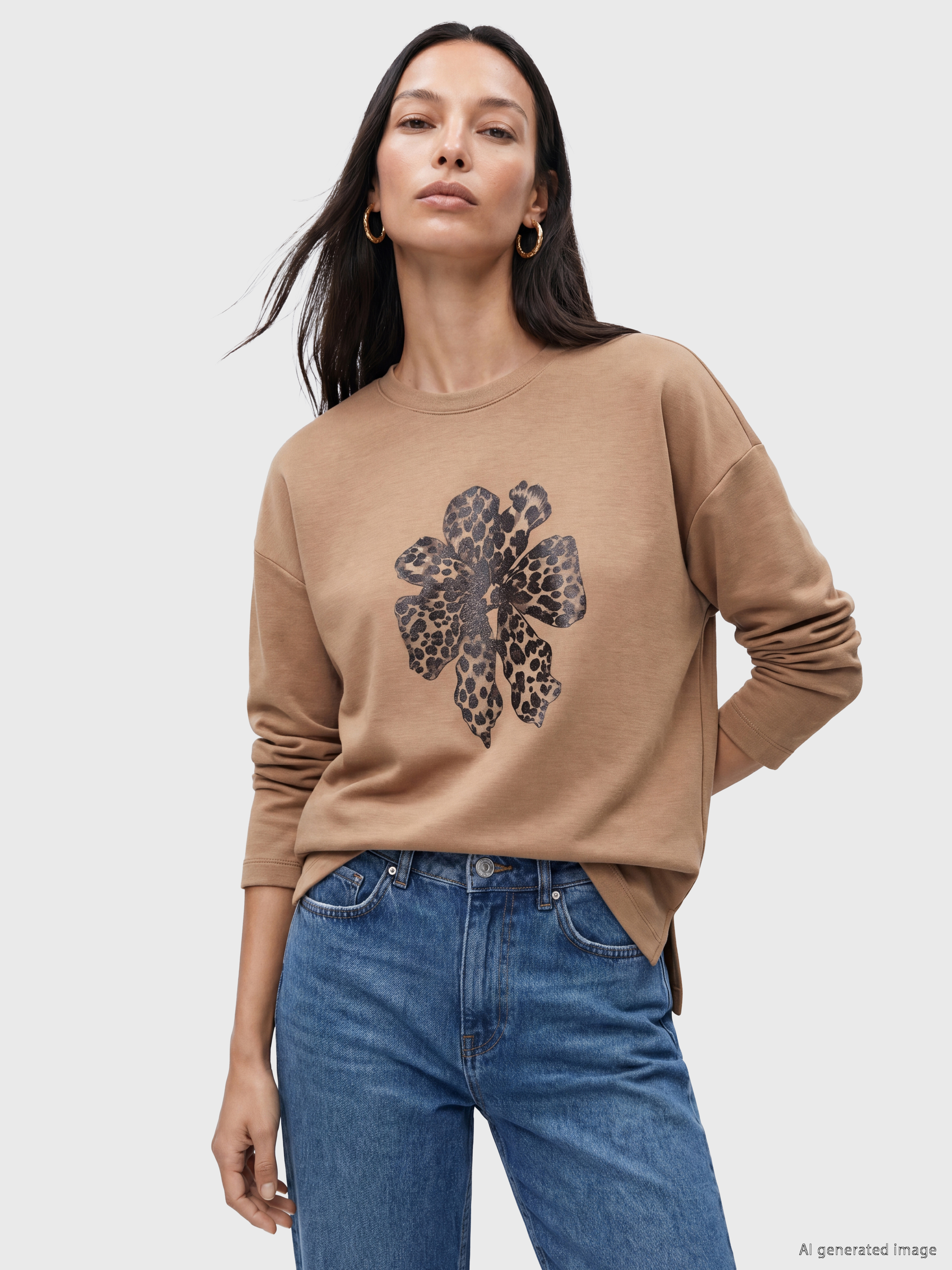 LCW EVERYDAY Çiçekli Oversize Soft Touch Kadın Tunik