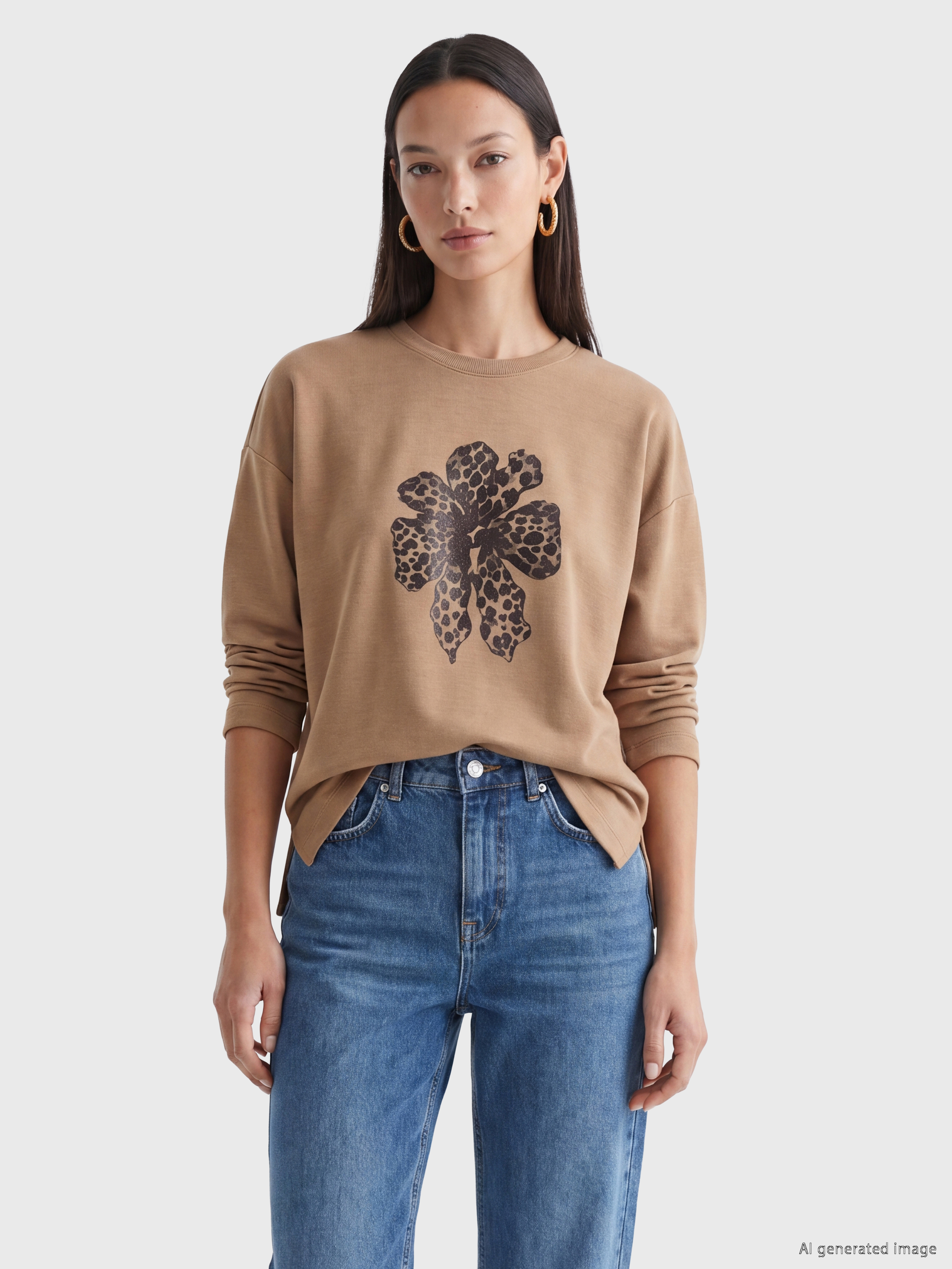 LCW EVERYDAY Çiçekli Oversize Soft Touch Kadın Tunik görsel 2