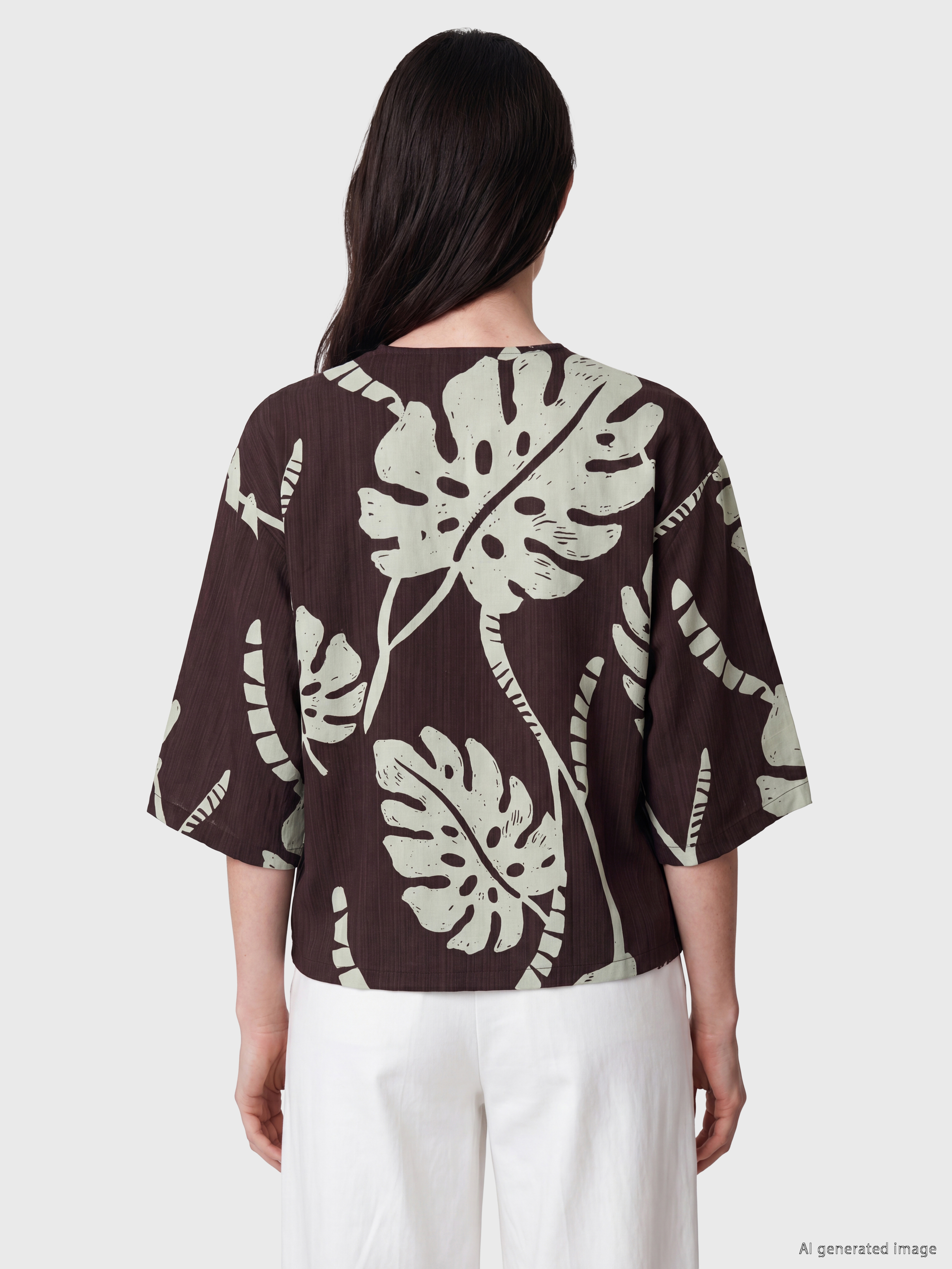 LCW Comfort V Yaka Desenli Bluz görsel 4