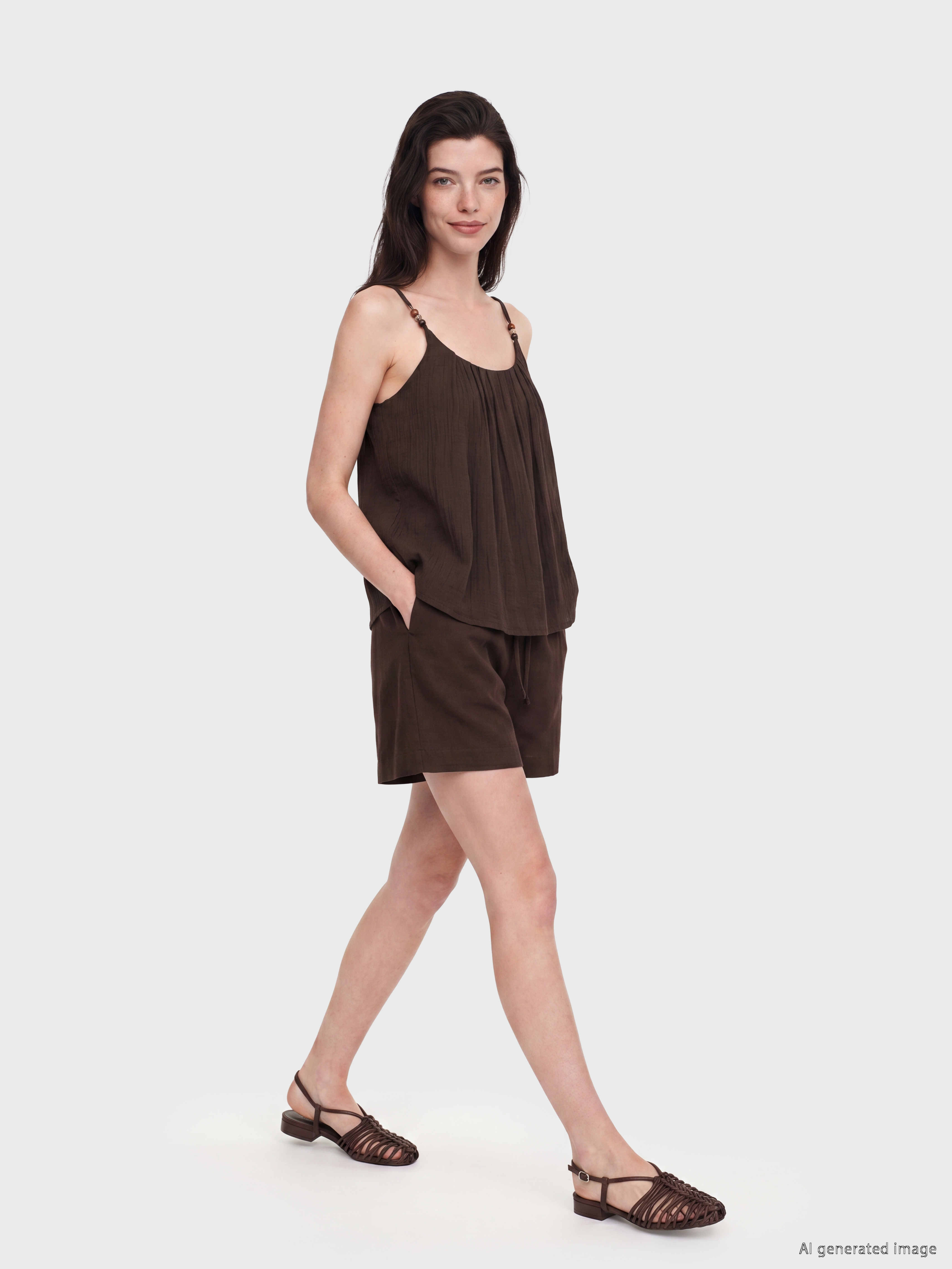 LCW Comfort U Yaka İp Askılı Dokulu Bluz görsel 2