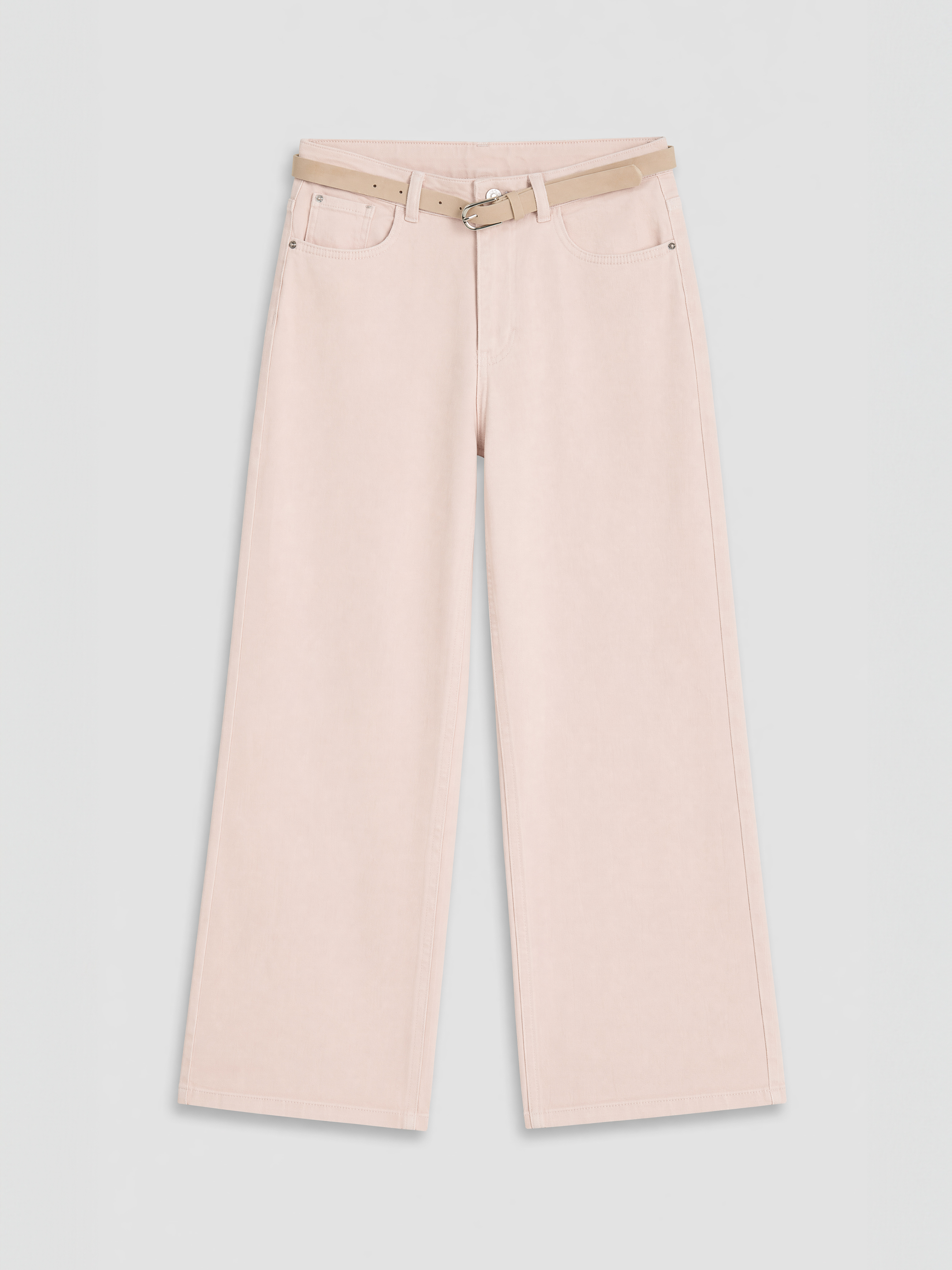 LCW EVERYDAY Beli Kemerli Wideleg Kadın Jean Pantolon görsel 4