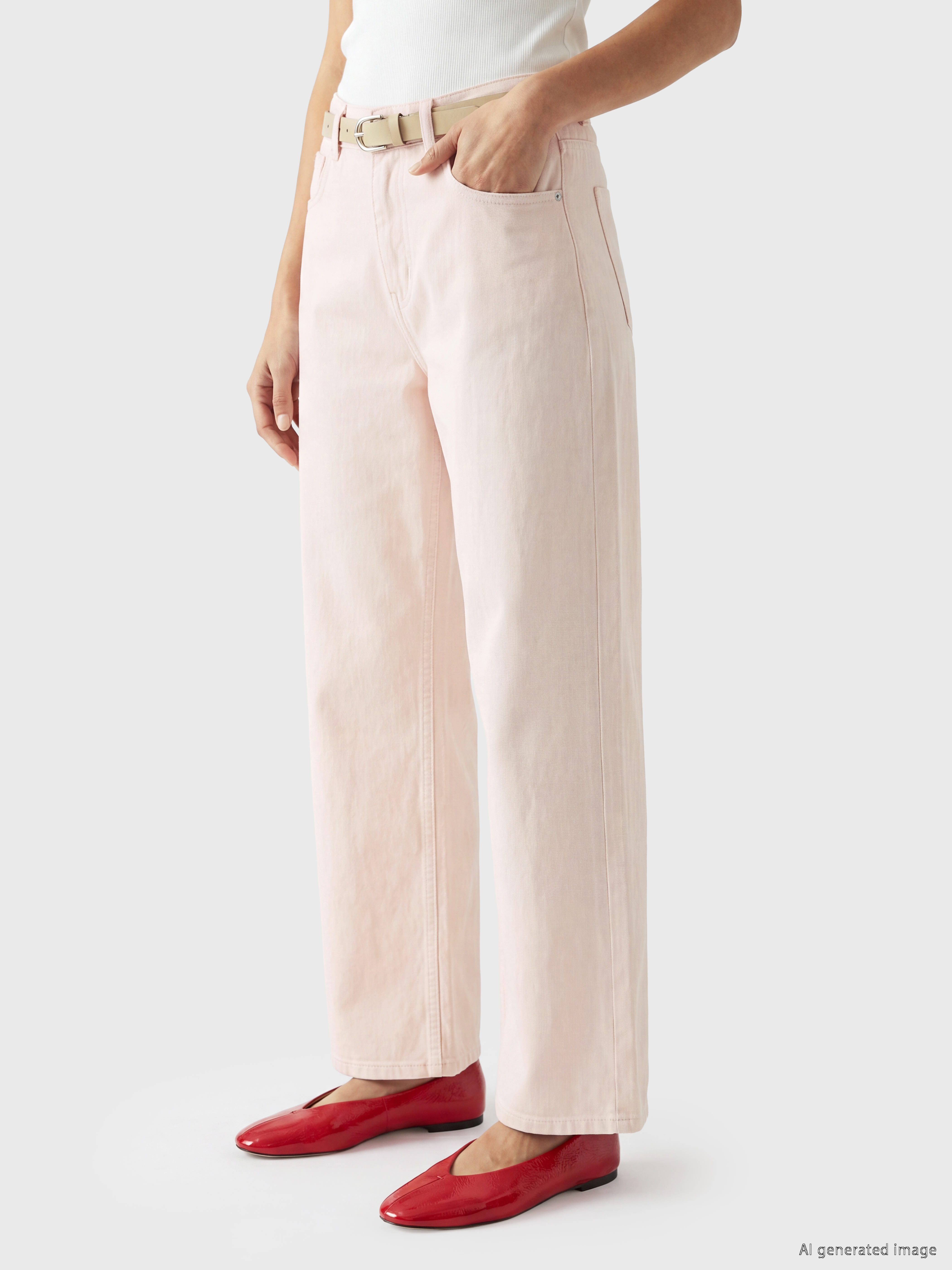 LCW EVERYDAY Beli Kemerli Wideleg Kadın Jean Pantolon görsel 2