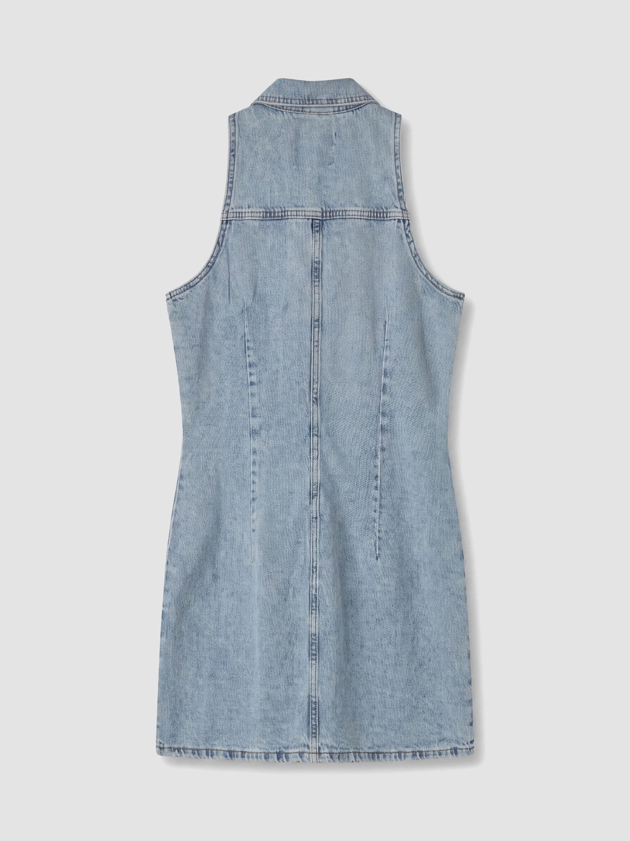 LCW Vision Gömlek Yaka Mini Jean Elbise görsel 6