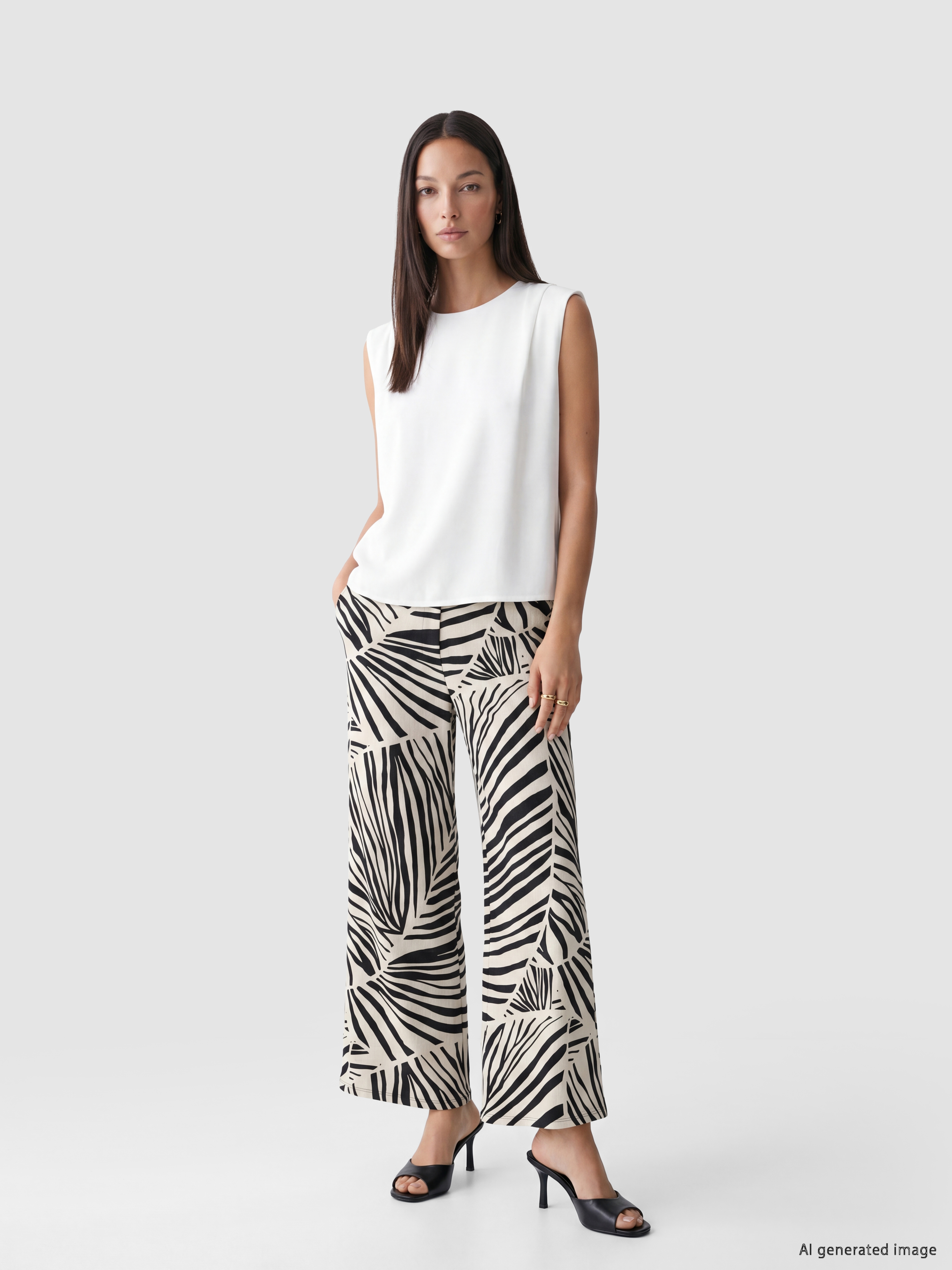 LCW EVERYDAY Beli Lastikli Zebra Desenli Kadın Pantolon