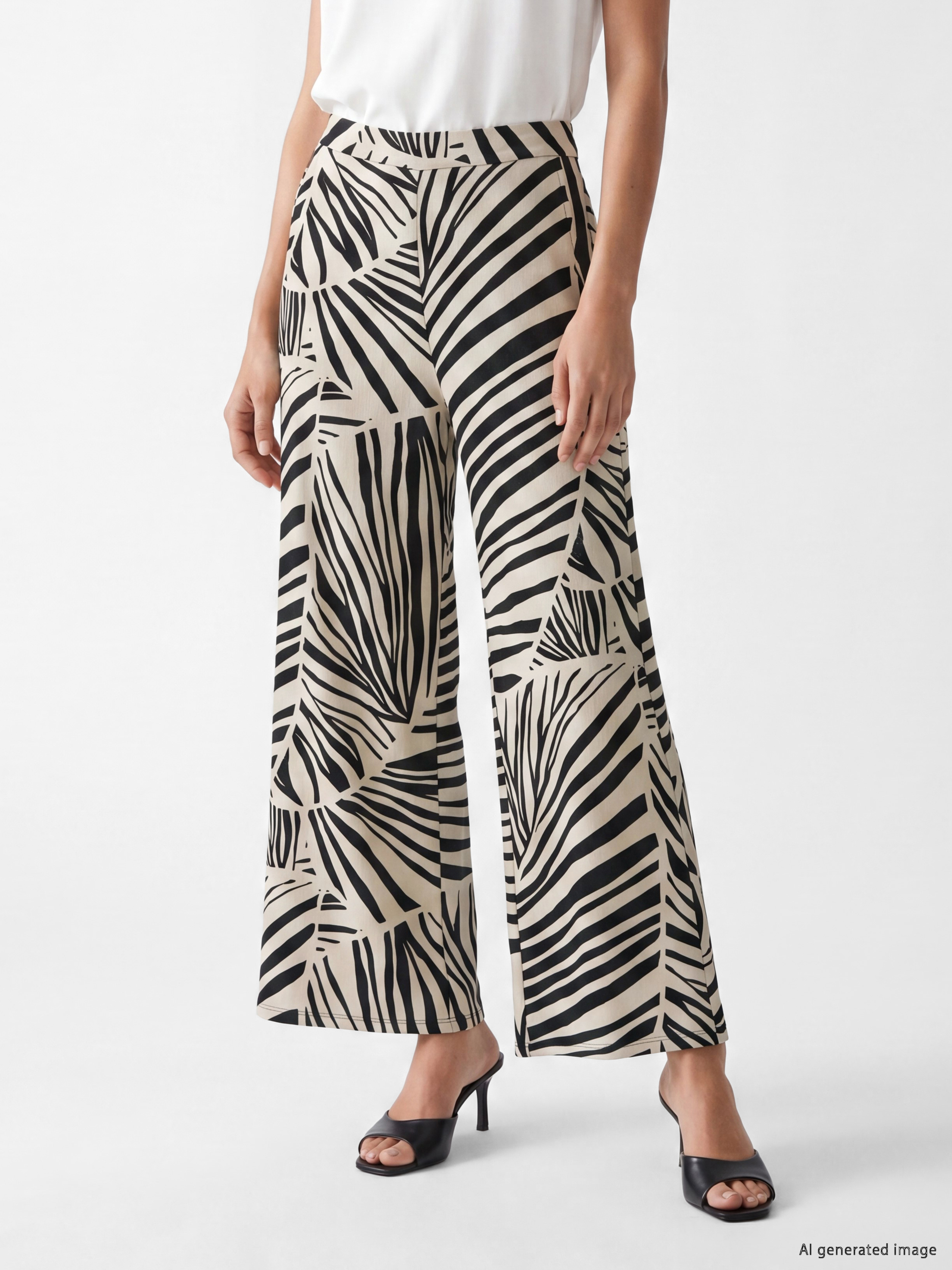 LCW EVERYDAY Beli Lastikli Zebra Desenli Kadın Pantolon görsel 2