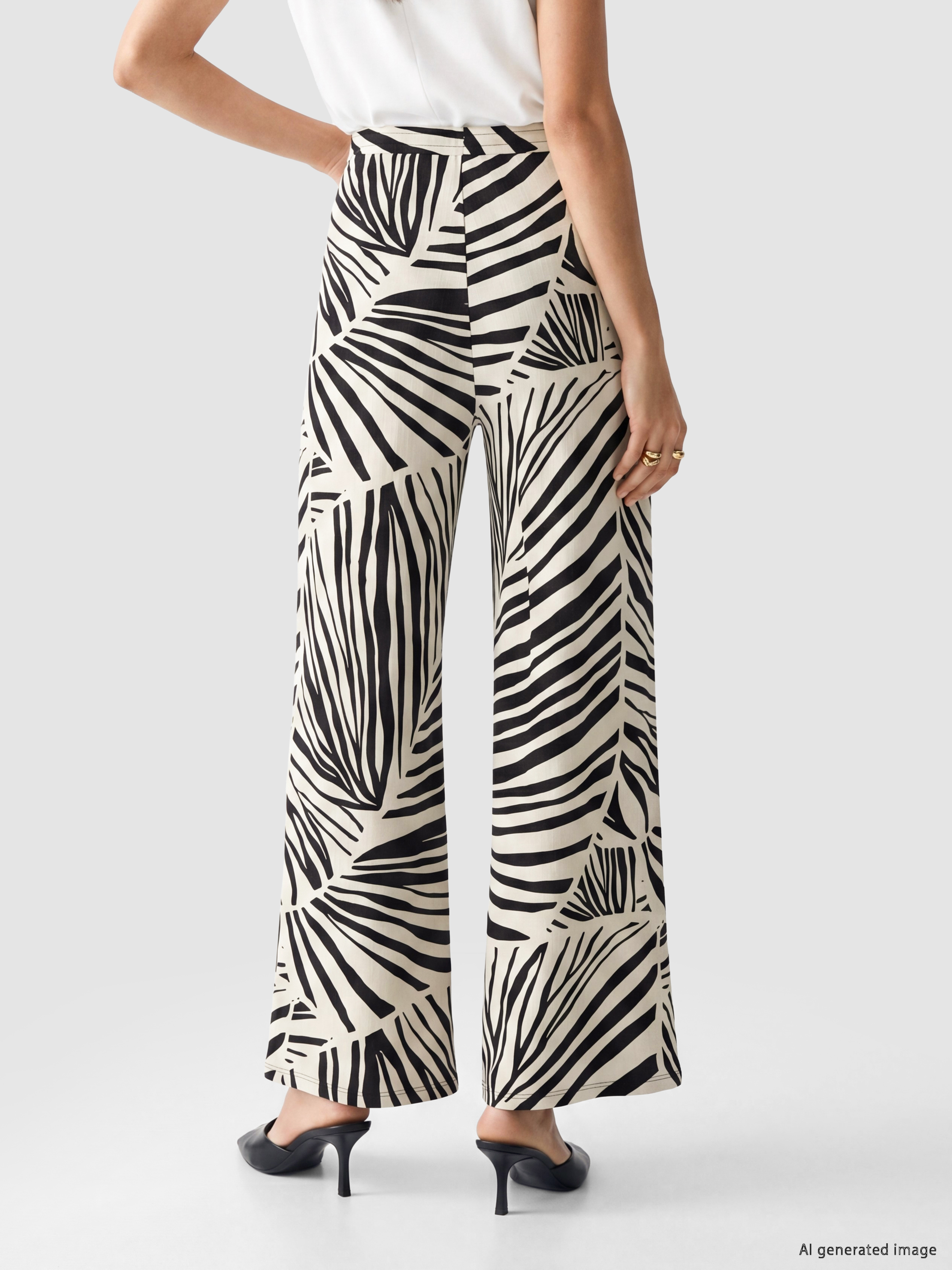 LCW EVERYDAY Beli Lastikli Zebra Desenli Kadın Pantolon görsel 3