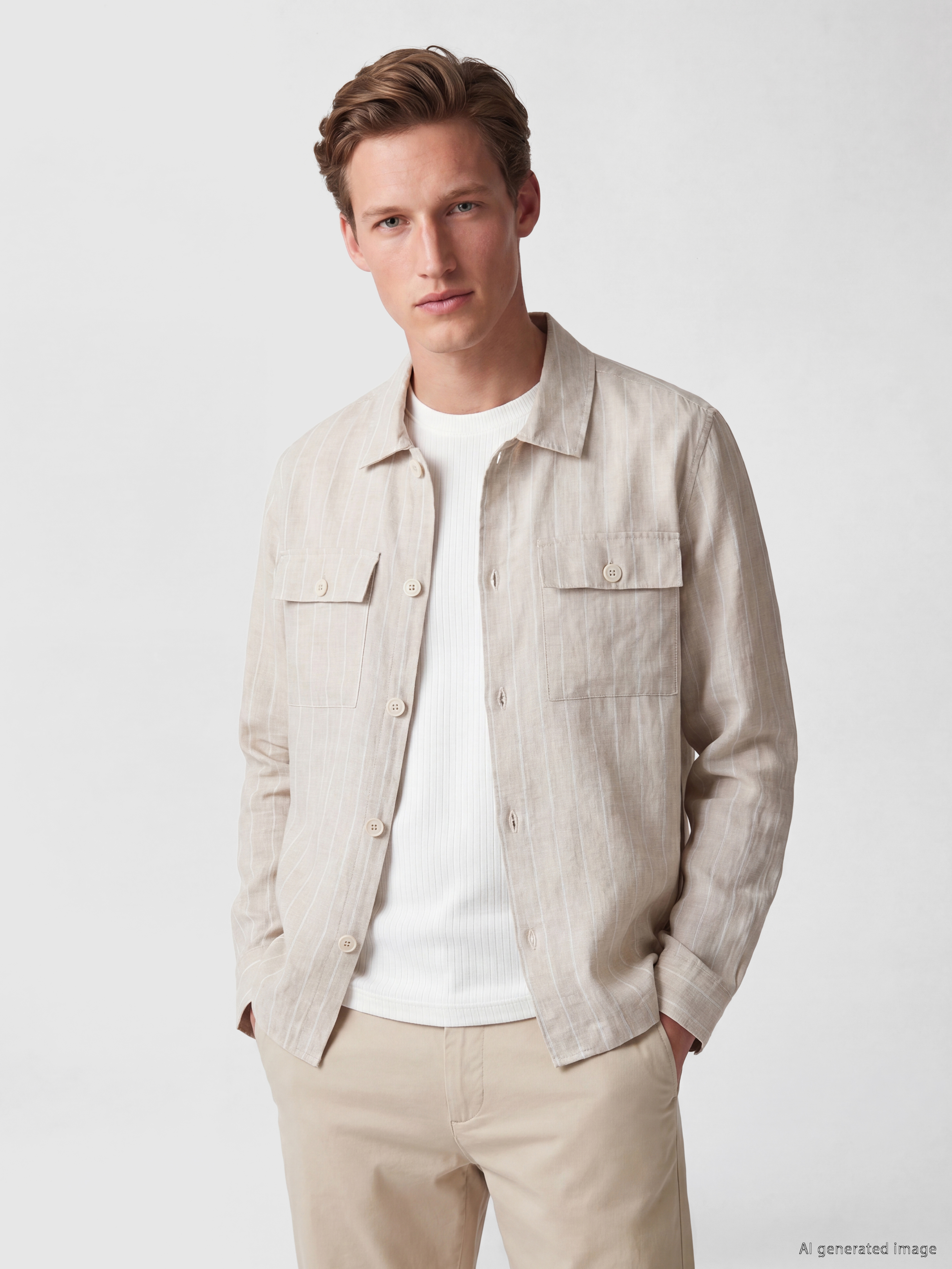 SOUTHBLUE Regular Fit %100 Keten Erkek Gömlek Ceket