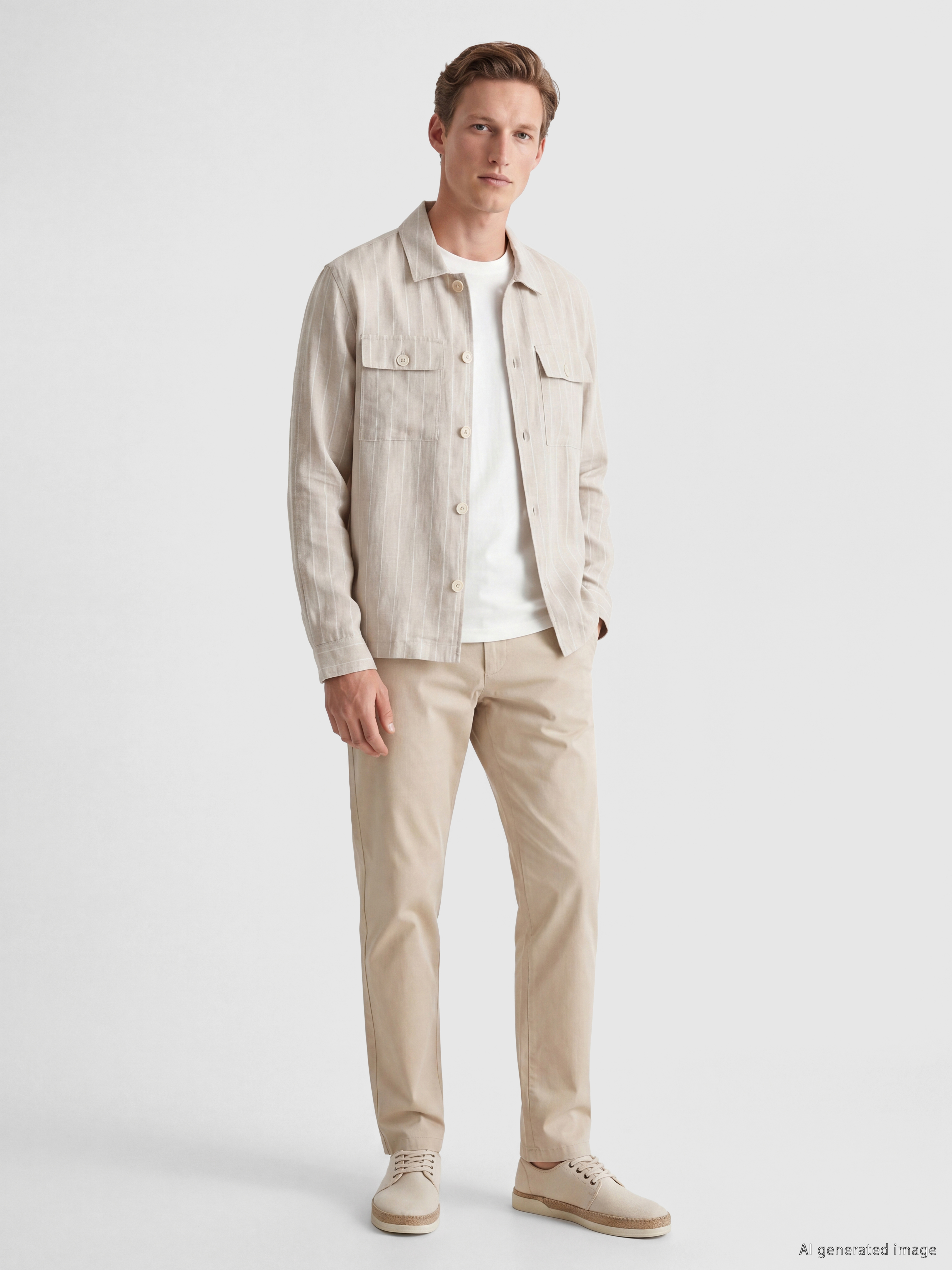 SOUTHBLUE Regular Fit %100 Keten Erkek Gömlek Ceket görsel 2