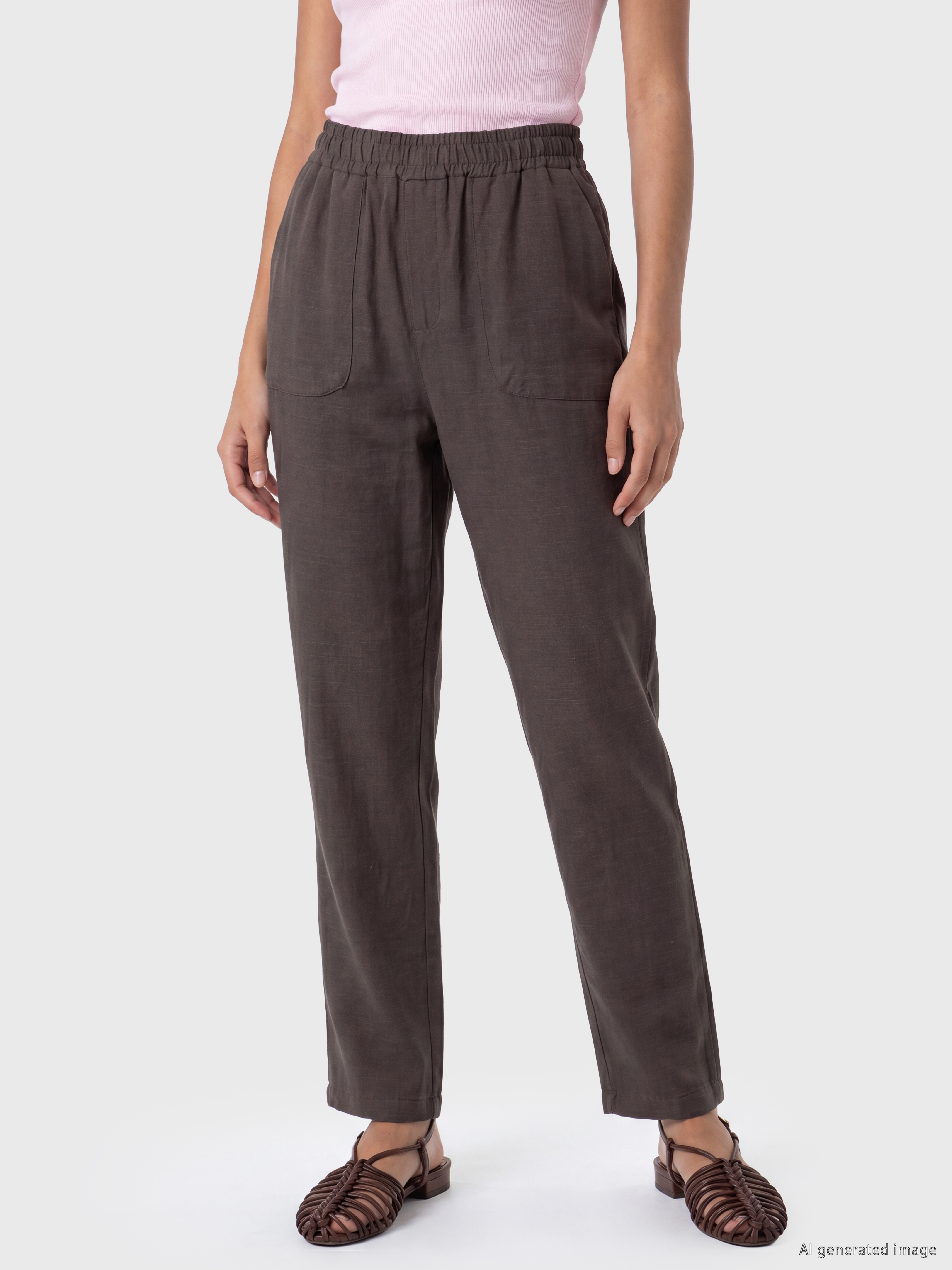 LCW Modest Beli Lastikli Keten Karışımlı Kadın Pantolon görsel 2
