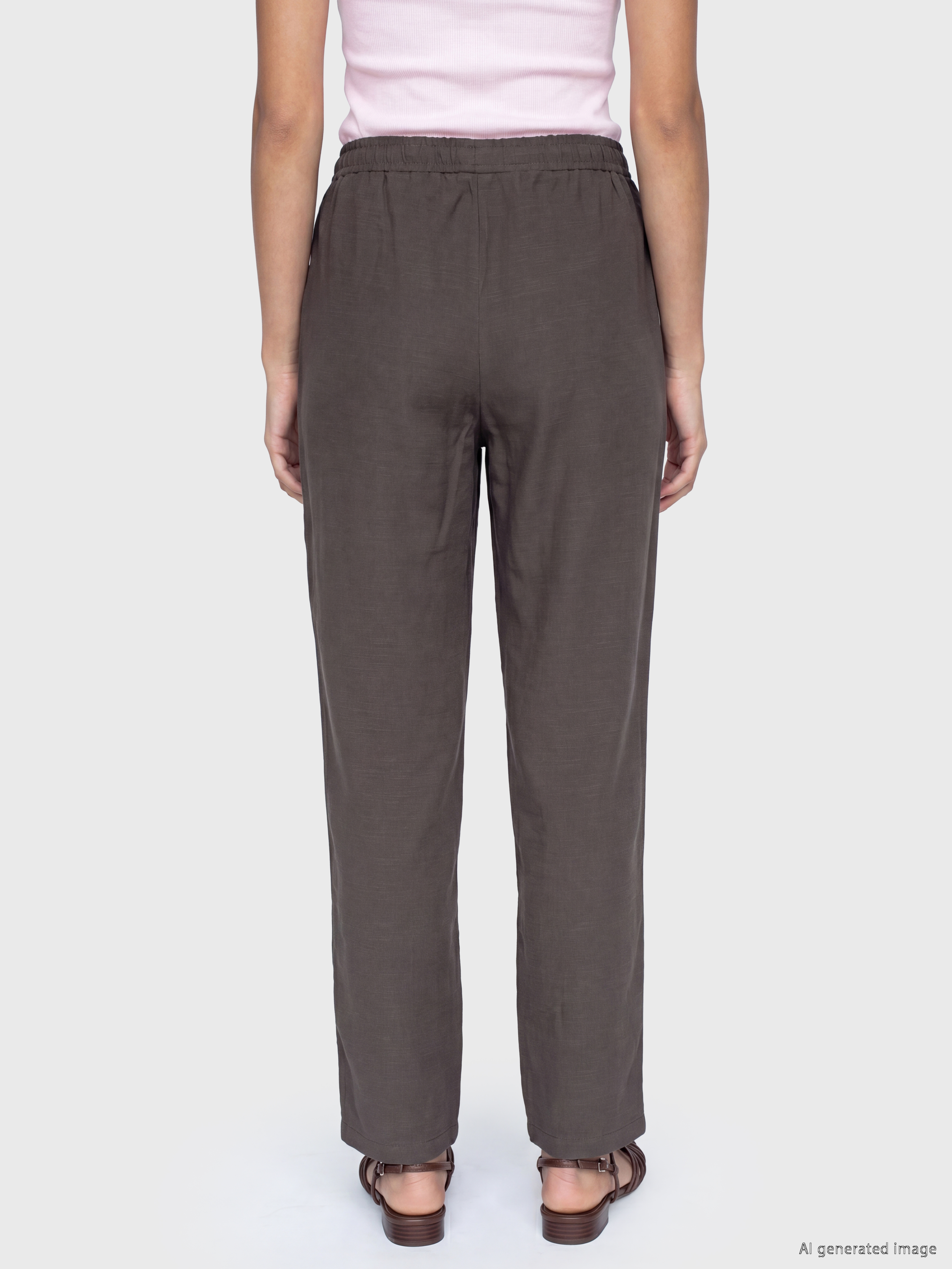 LCW Modest Beli Lastikli Keten Karışımlı Kadın Pantolon görsel 4