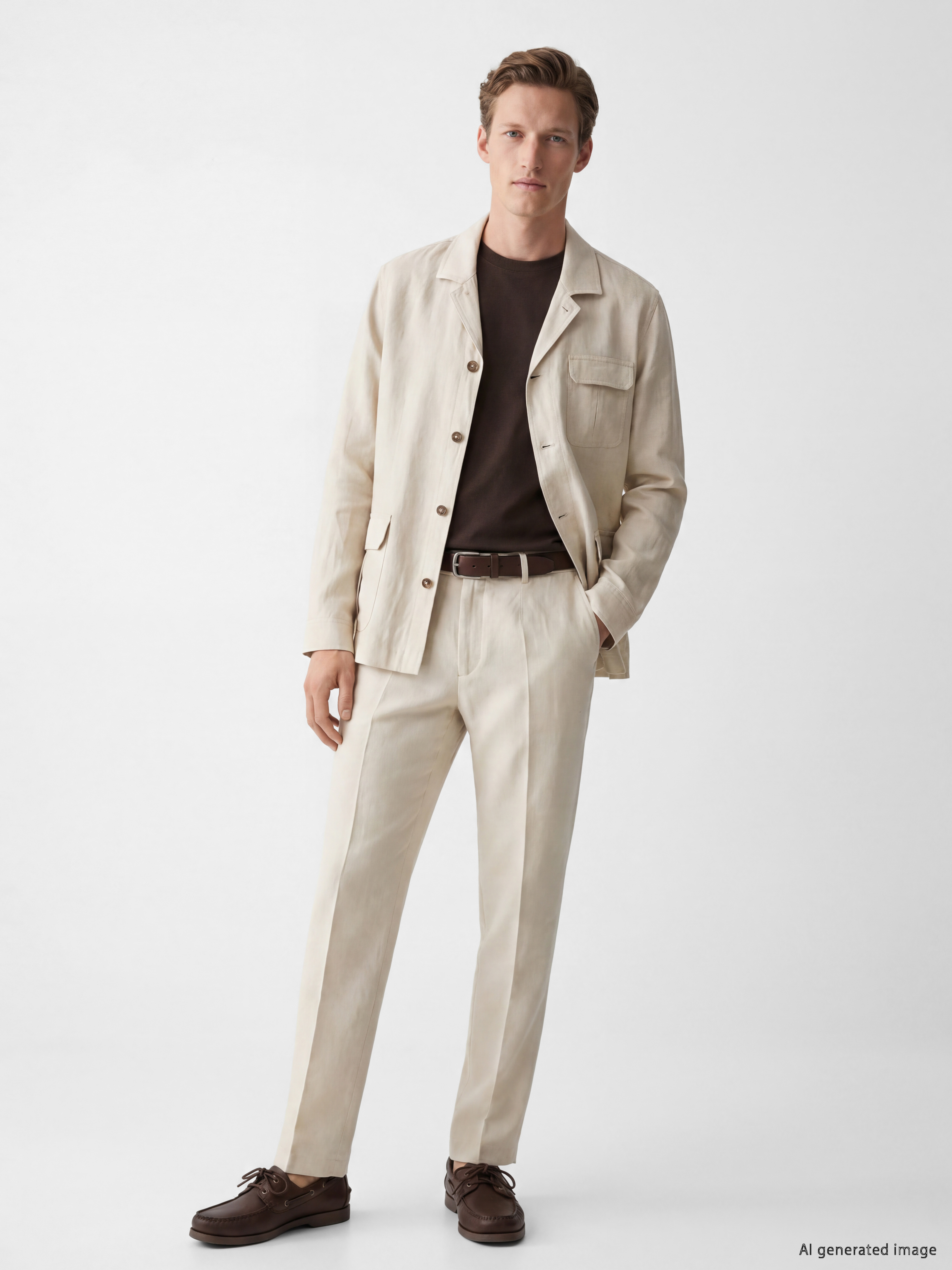SOUTHBLUE Regular Fit %100 Keten Erkek Pileli Pantolon görsel 2