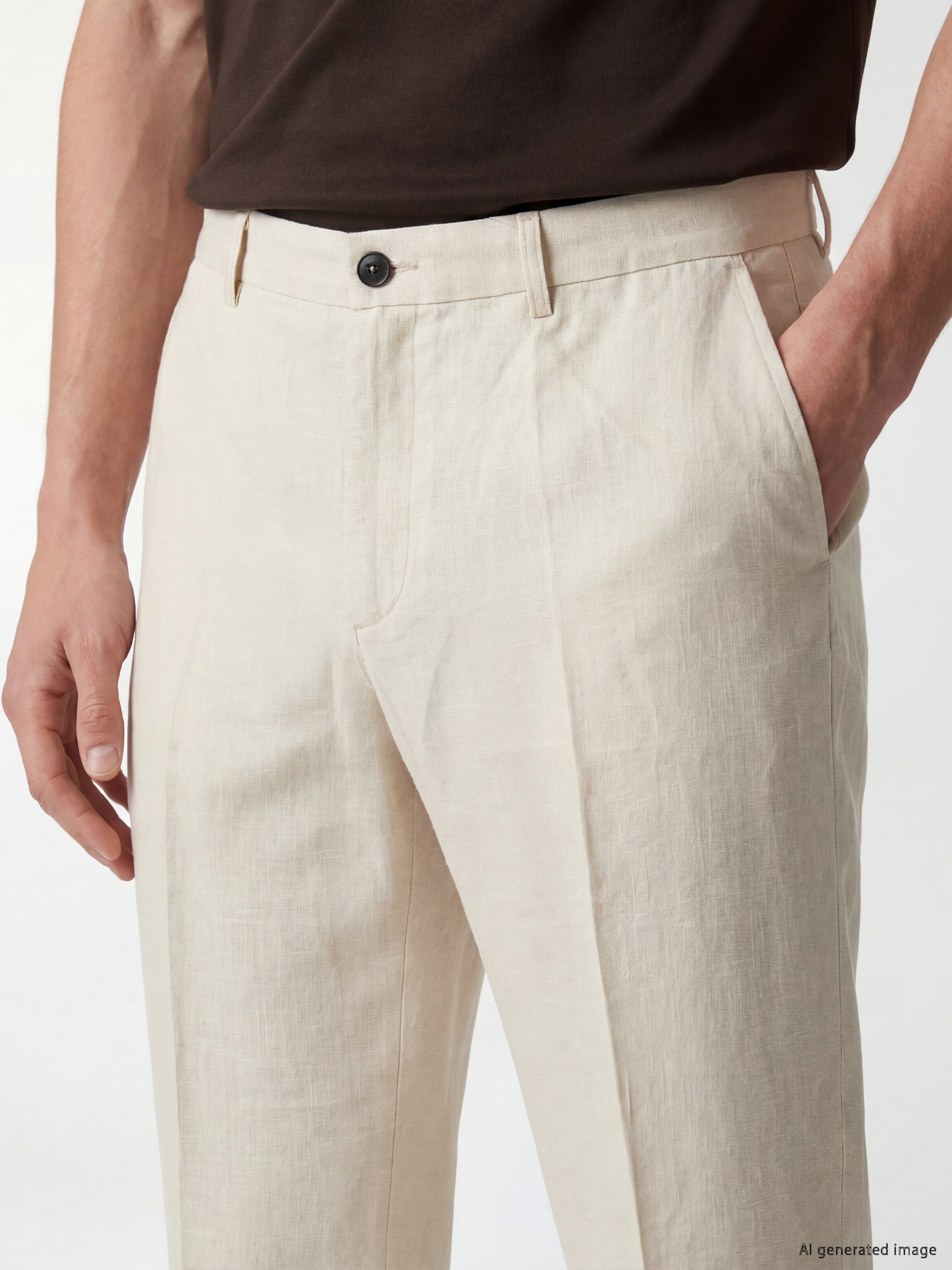SOUTHBLUE Regular Fit %100 Keten Erkek Pileli Pantolon görsel 3