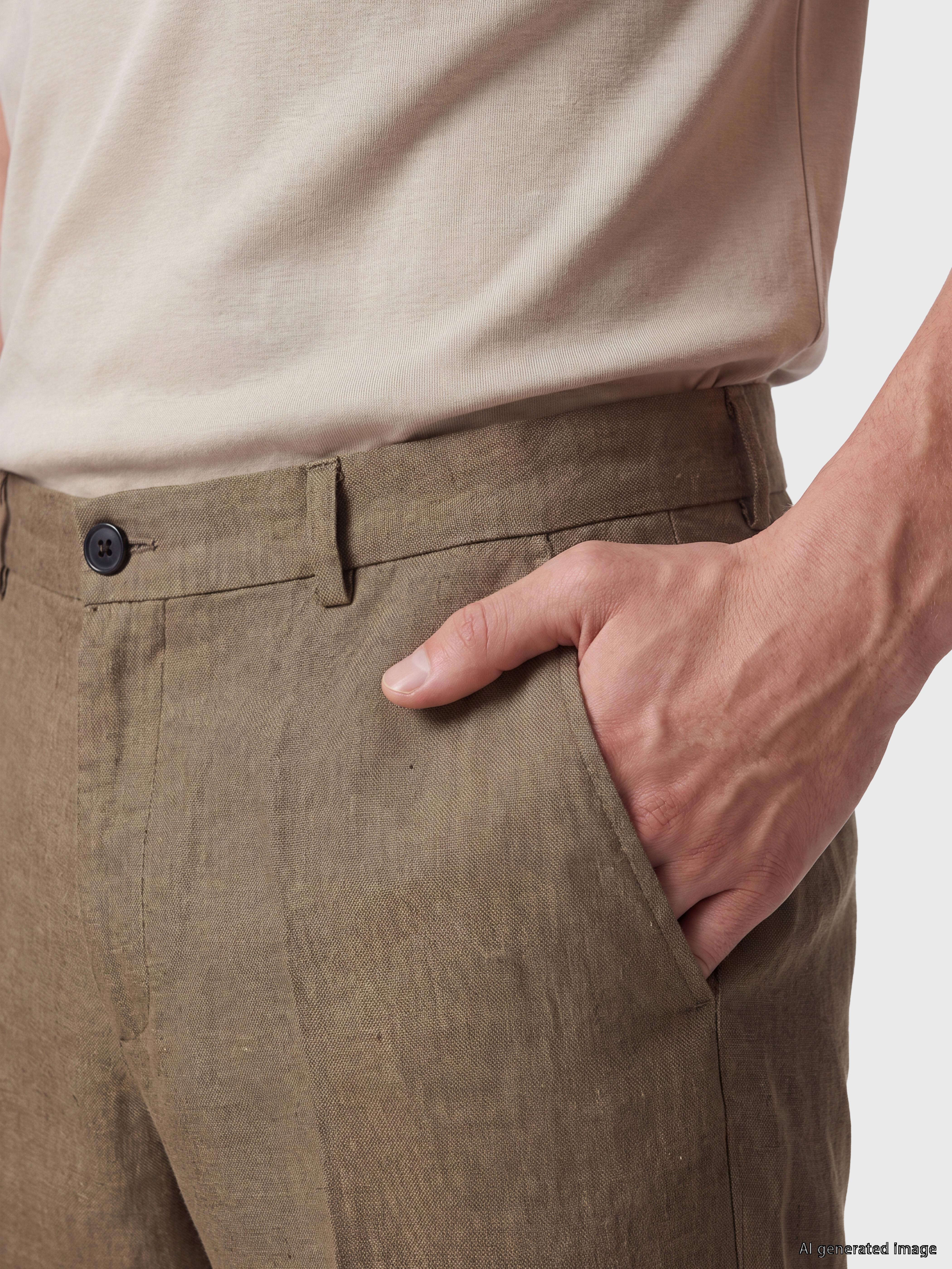 SOUTHBLUE Regular Fit %100 Keten Erkek Pantolon görsel 3