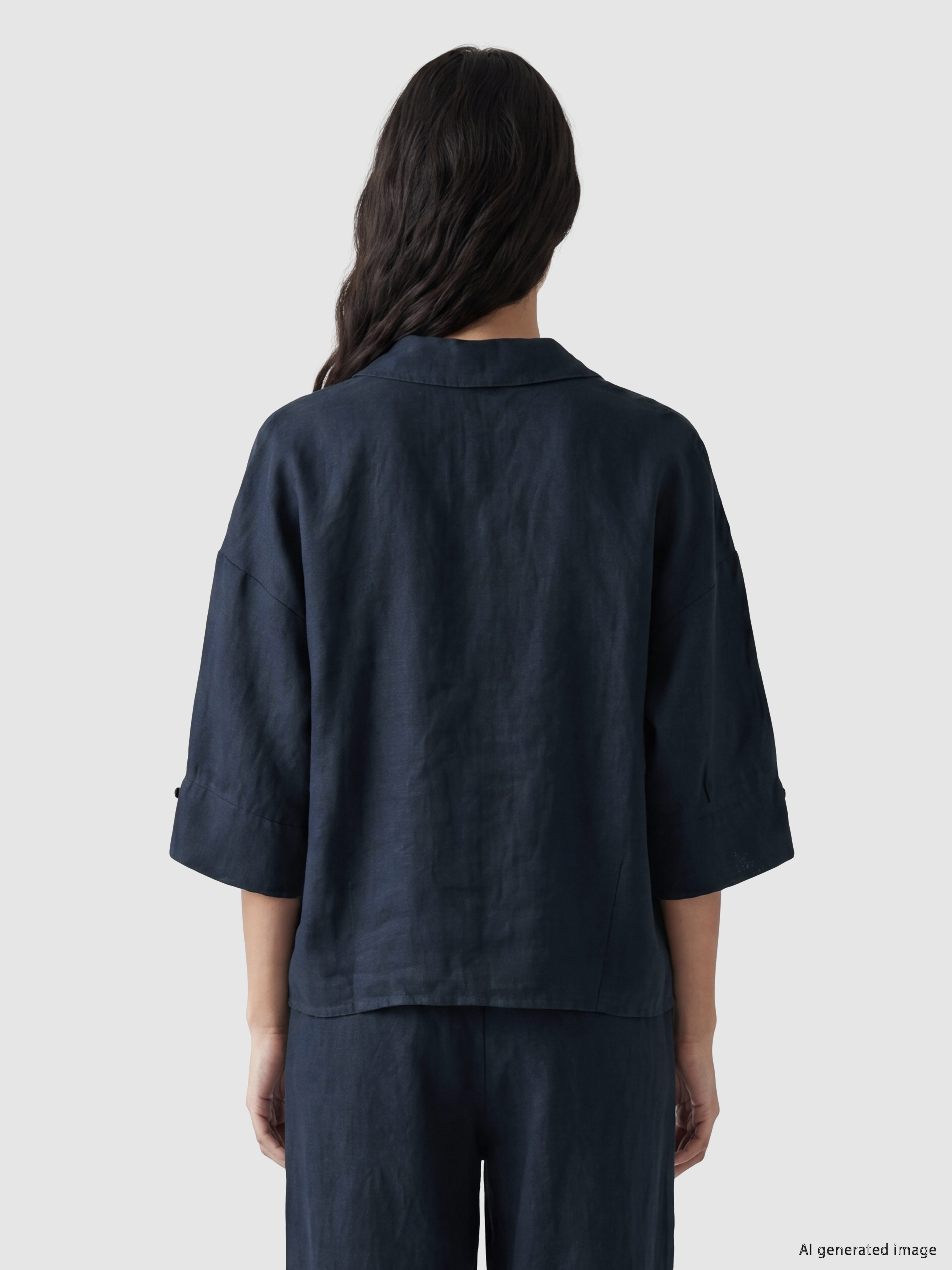 LCW Vision Oversize Kadın %100 Keten Gömlek görsel 4