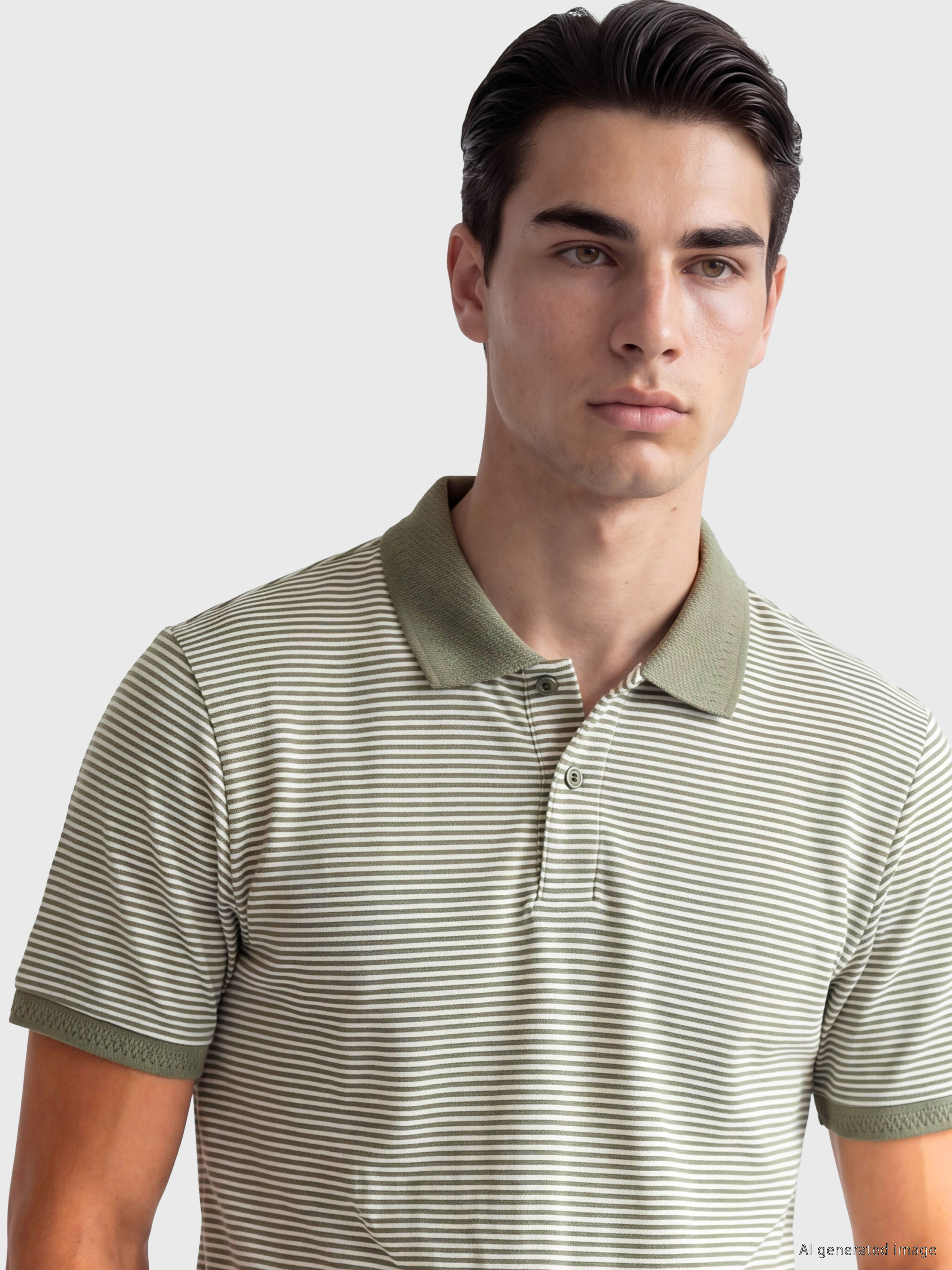 LCWAIKIKI Classic Polo Yaka Çizgili Erkek Tişört