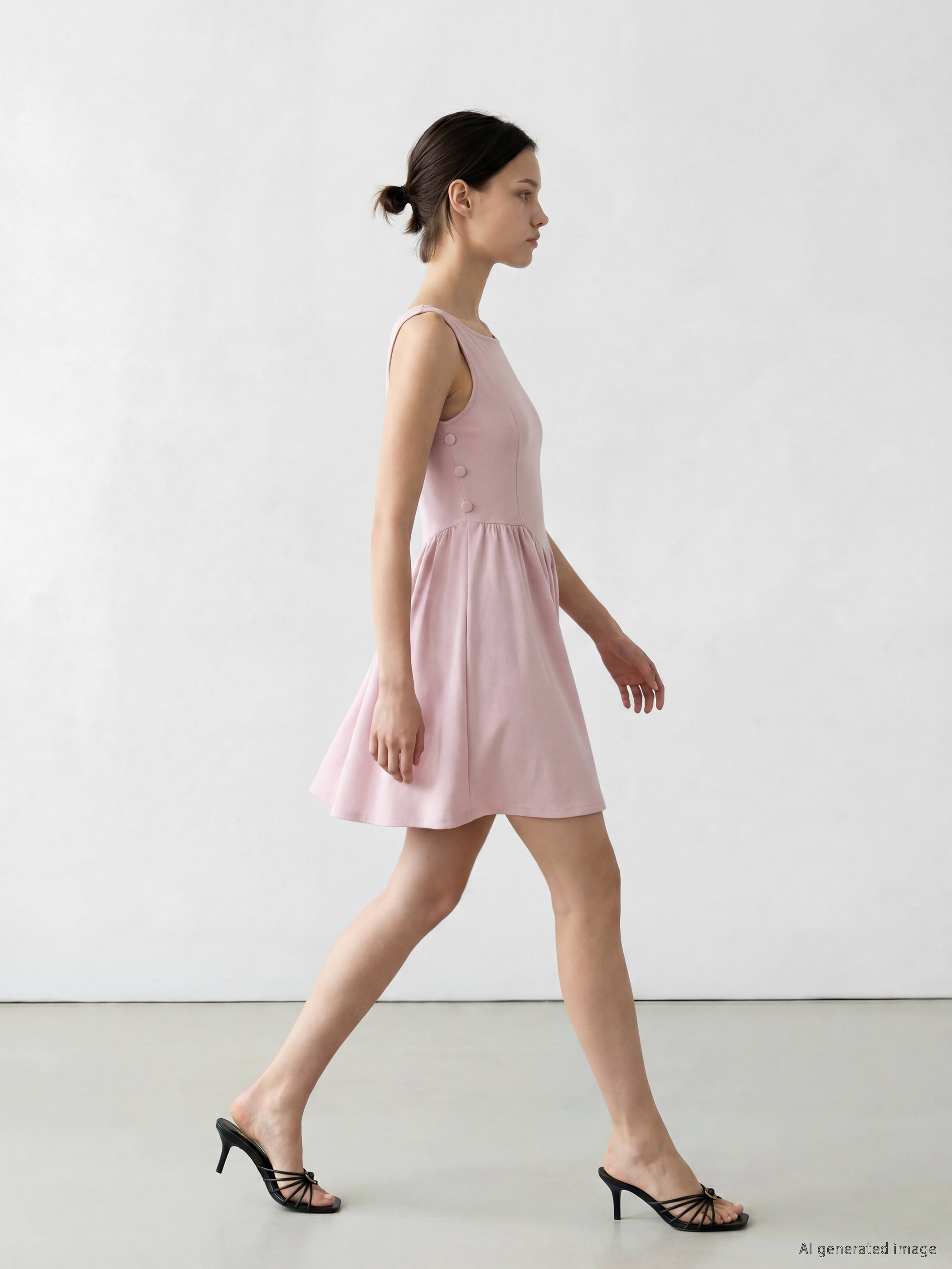 LCW Comfort Bisiklet Yaka Modal Karışımlı Mini Elbise