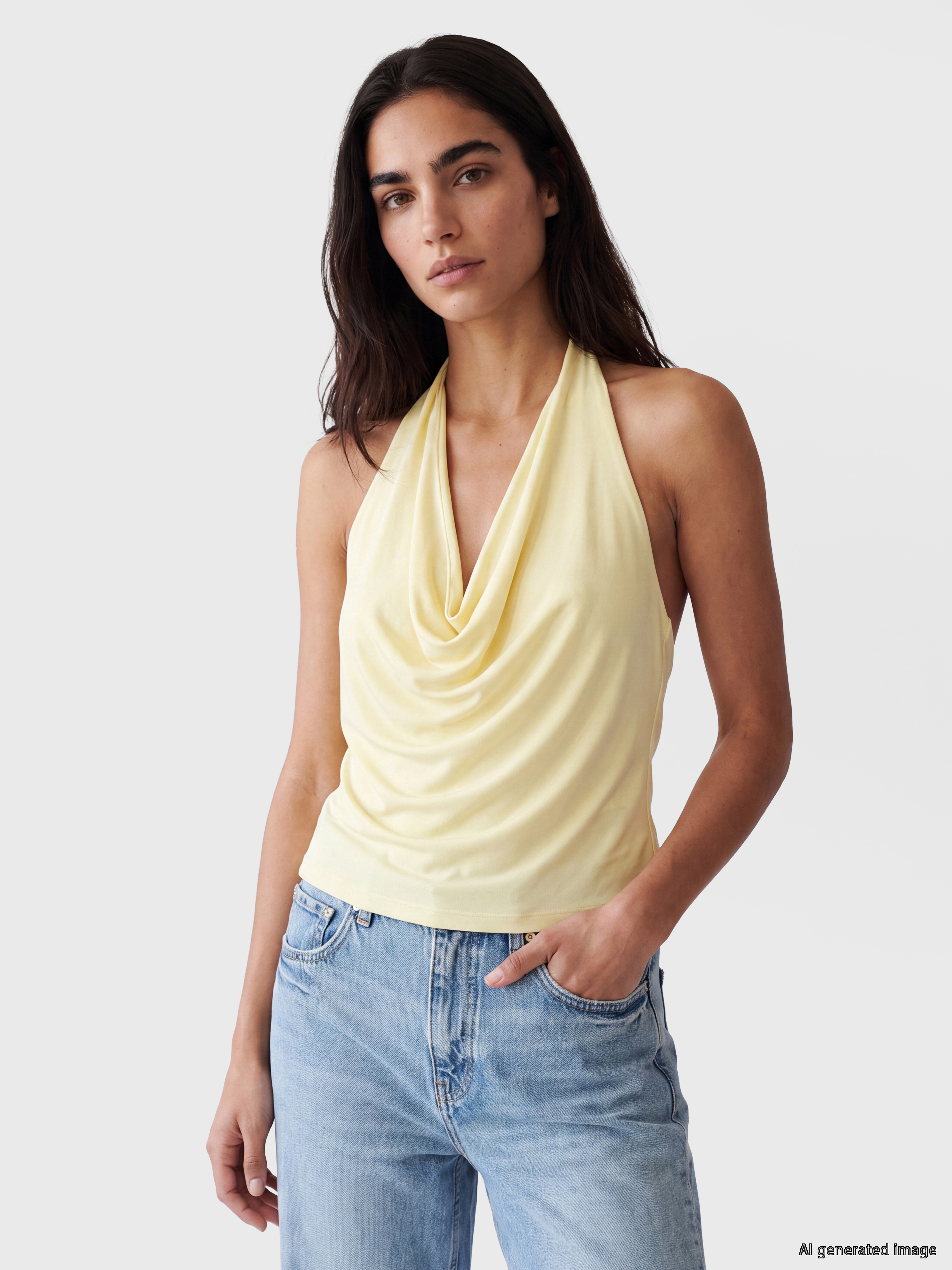 LCW Vision Halter Yaka Büzgülü Bluz