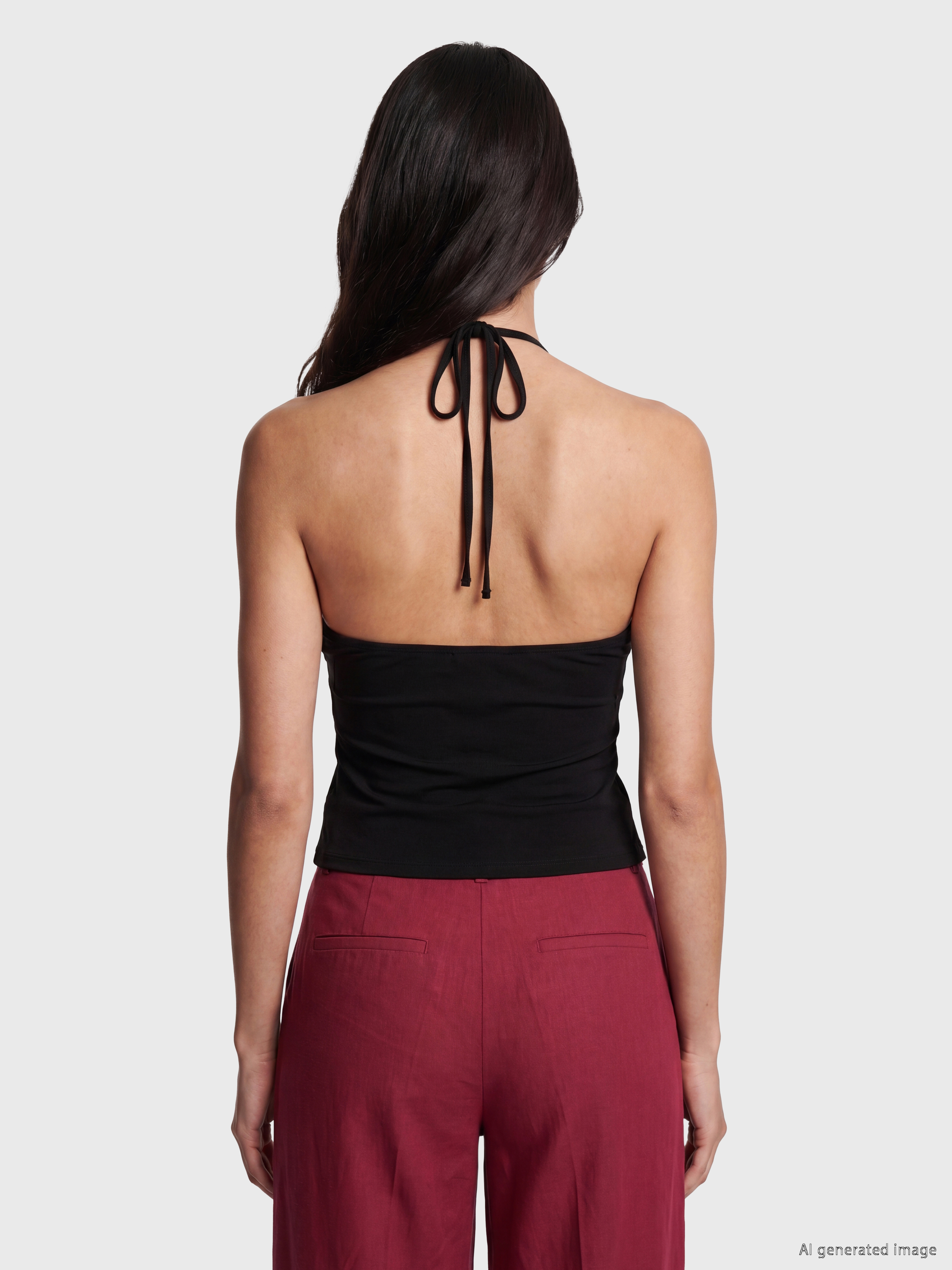 LCW Vision Halter Yaka Büzgülü Bluz görsel 4