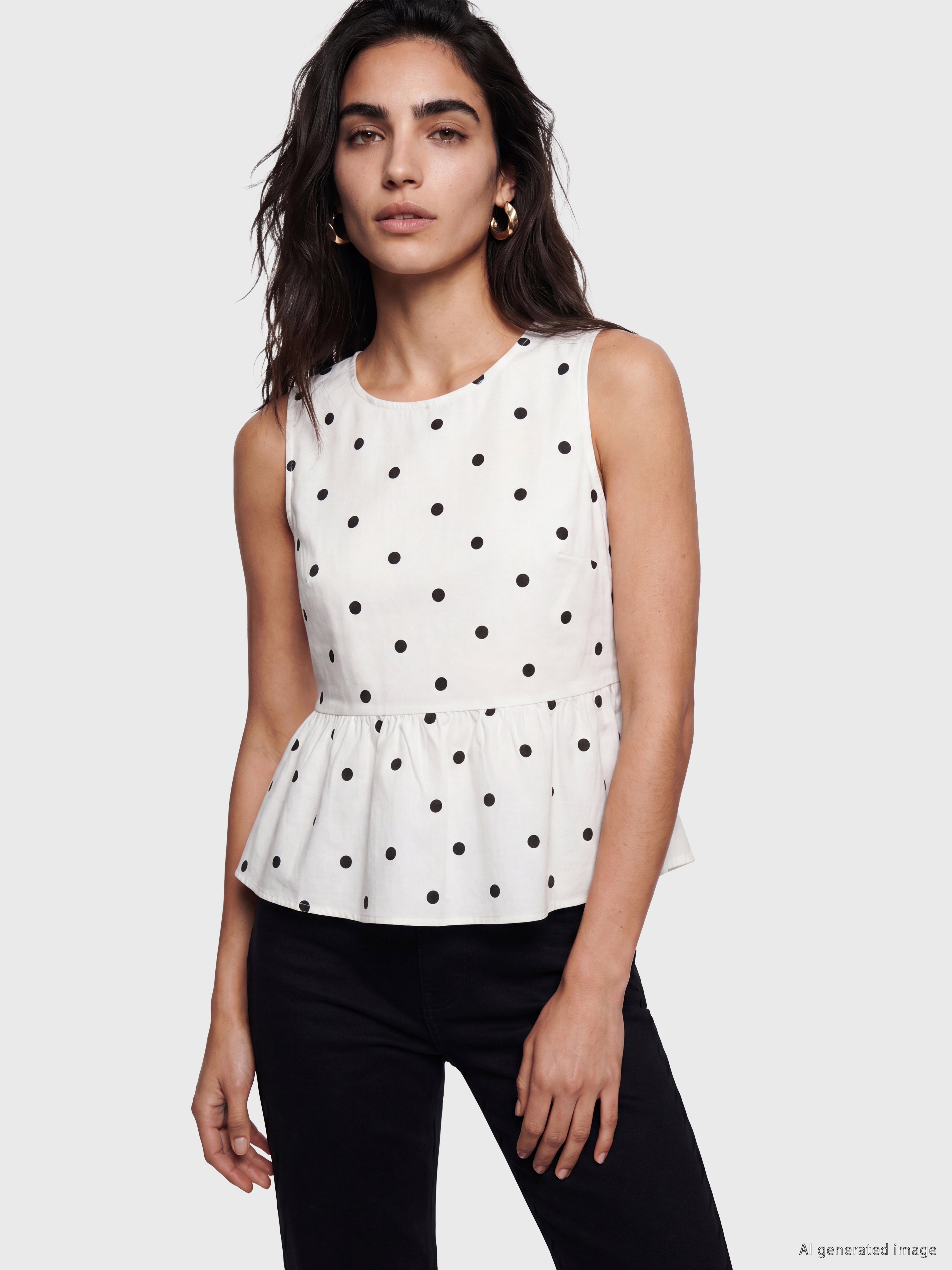 LCW Vision Bisiklet Yaka Puantiyeli Peplum Bluz