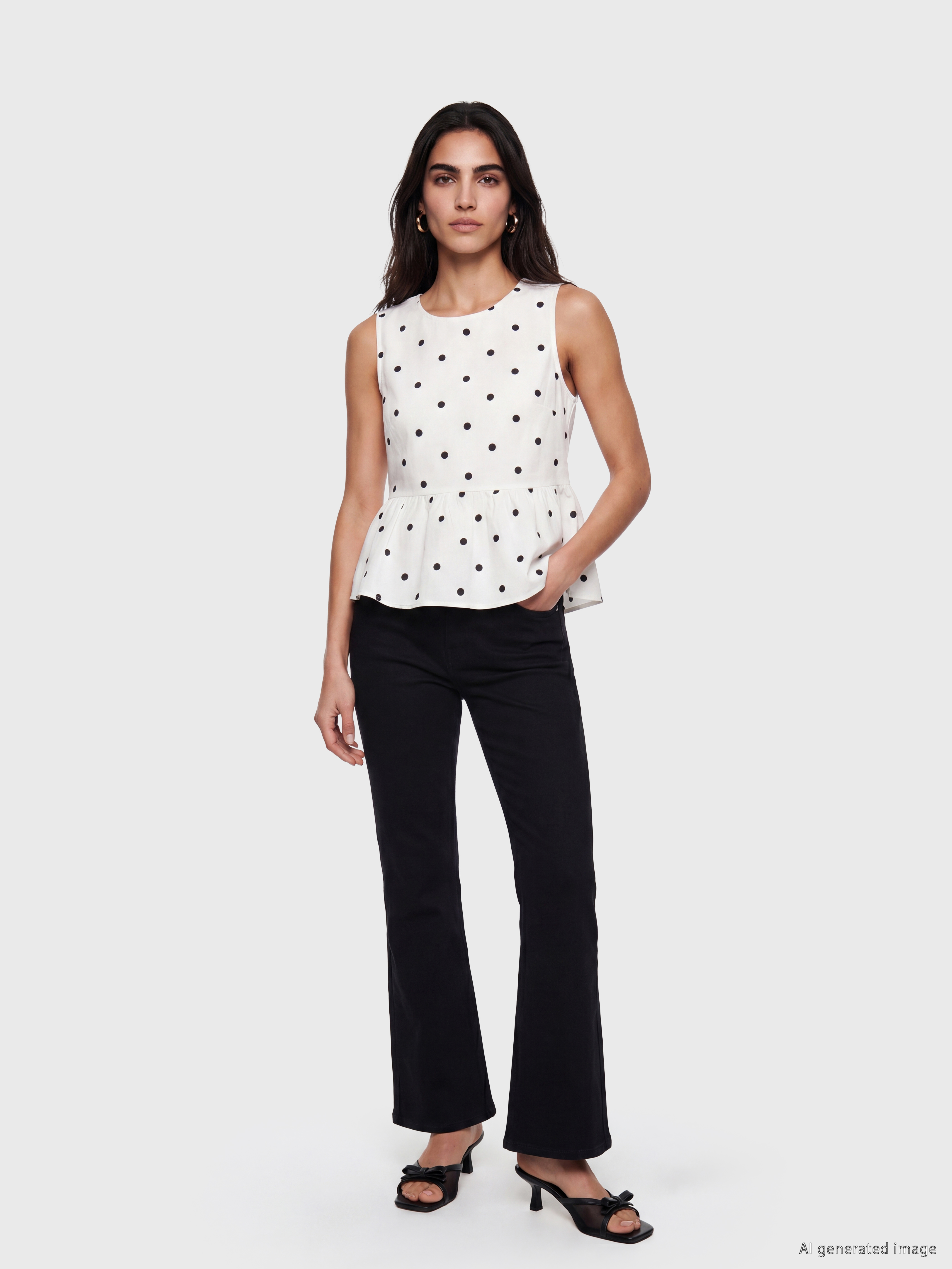 LCW Vision Bisiklet Yaka Puantiyeli Peplum Bluz görsel 2