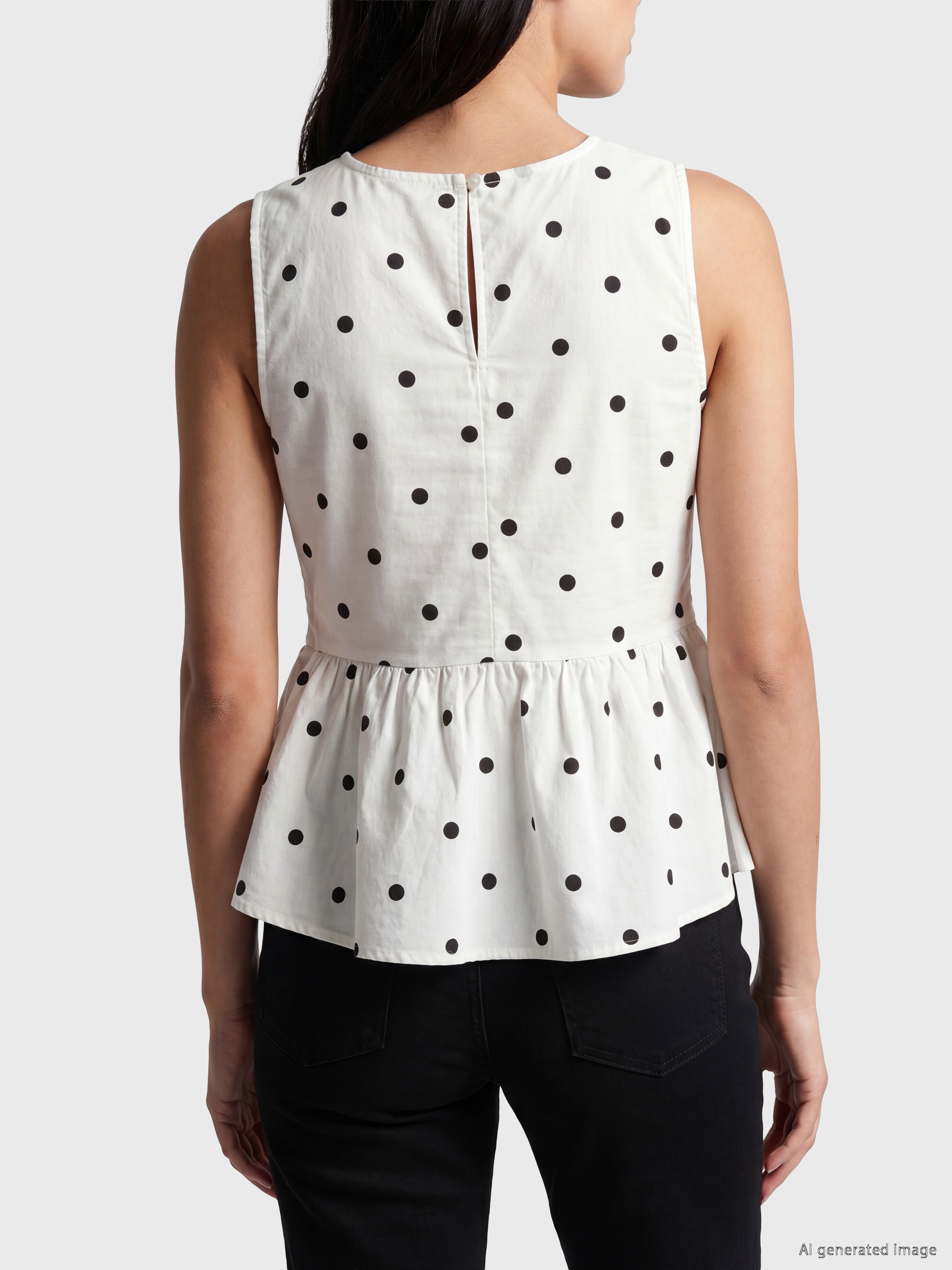 LCW Vision Bisiklet Yaka Puantiyeli Peplum Bluz görsel 4