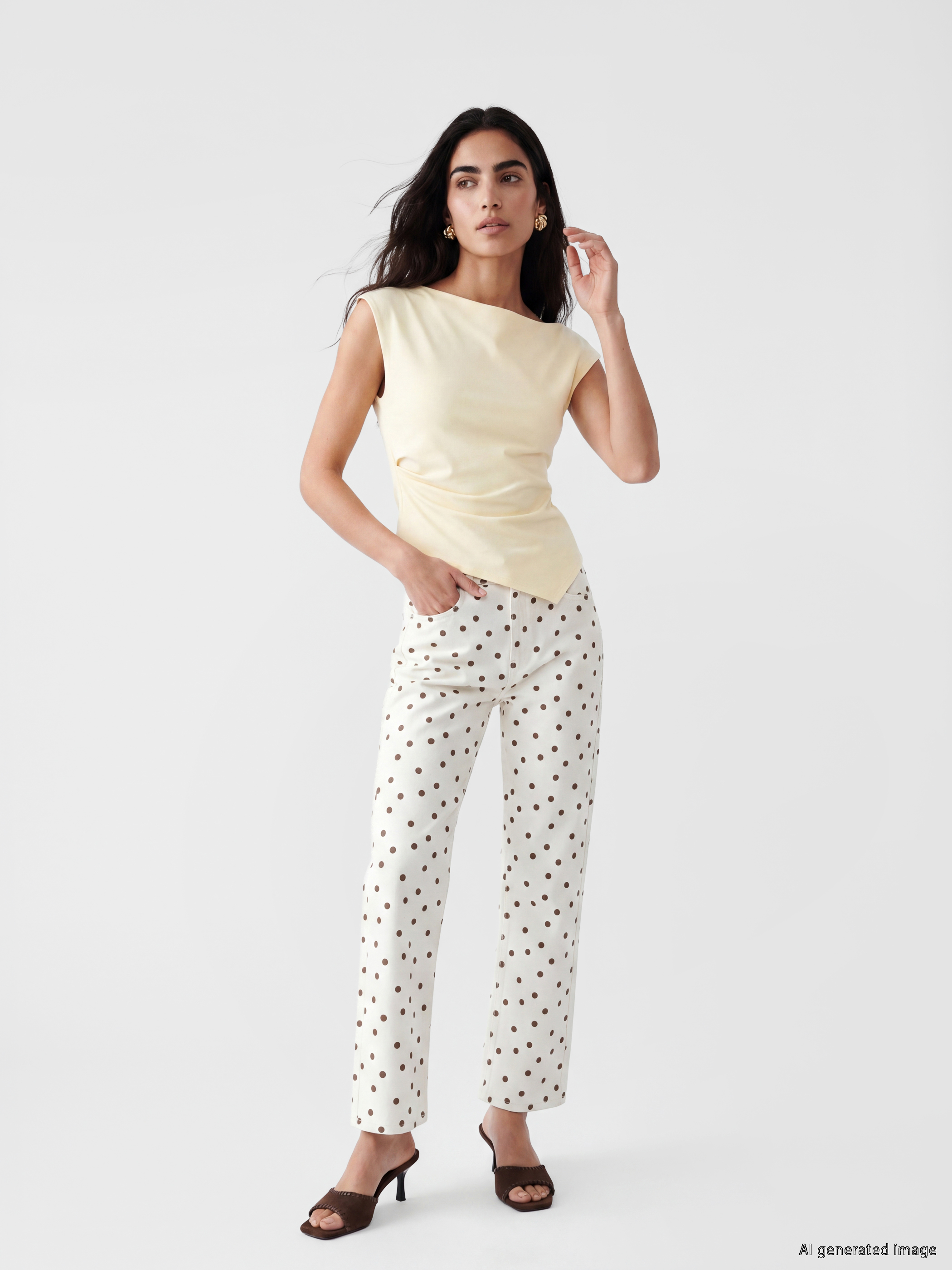 LCW Jeans Crop Flare Puantiyeli Kadın Jean Pantolon