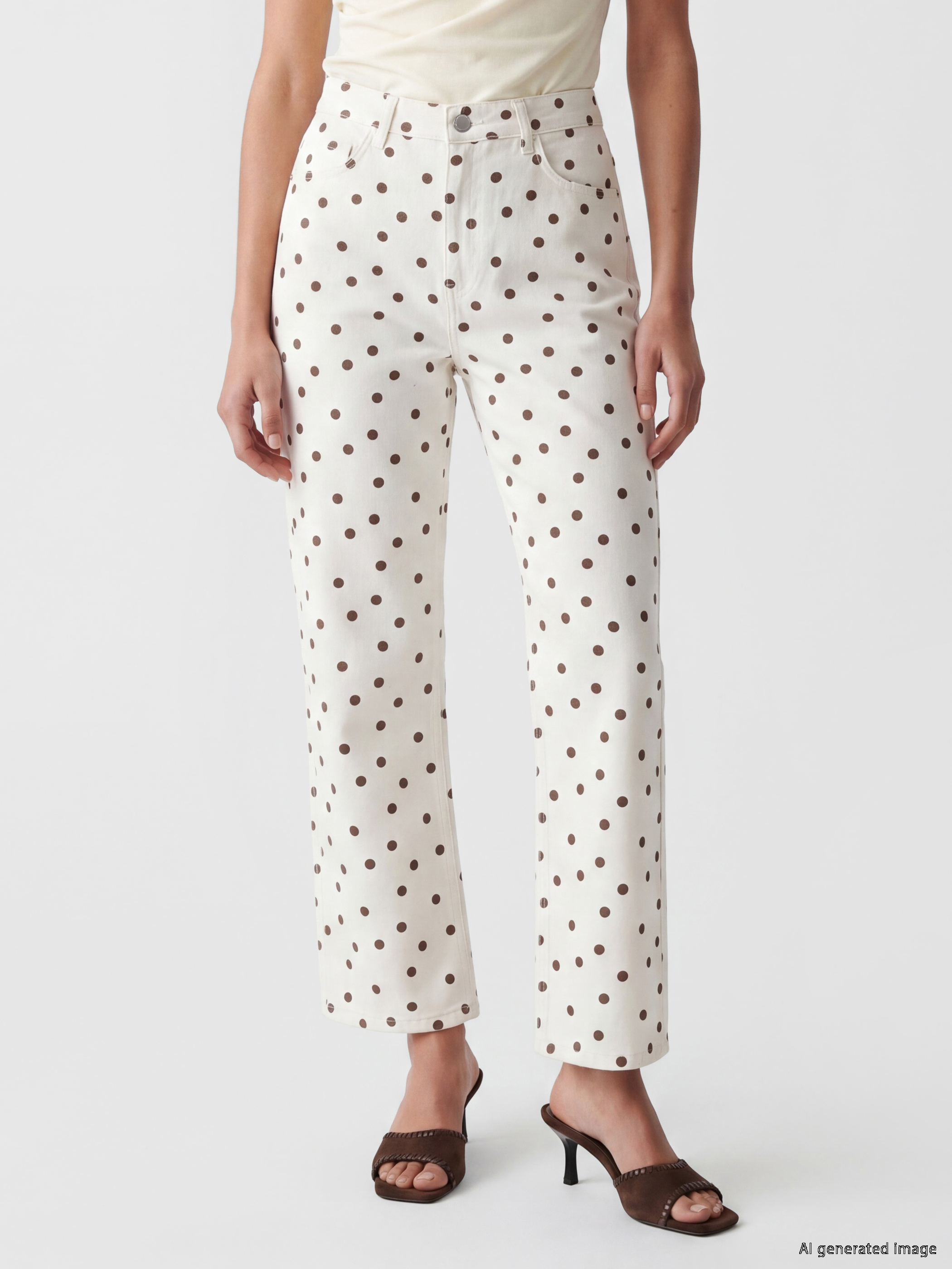 LCW Jeans Crop Flare Puantiyeli Kadın Jean Pantolon görsel 2