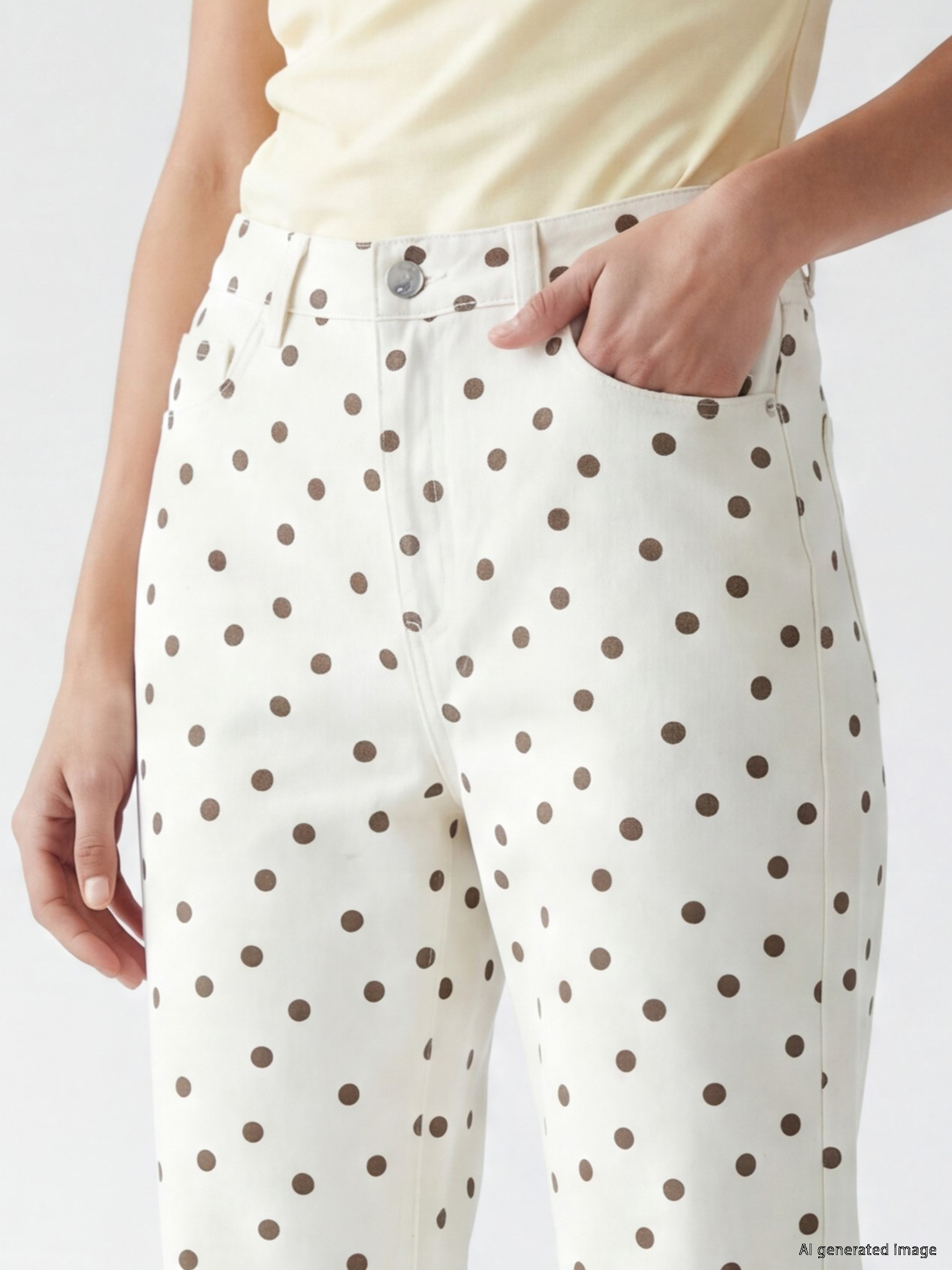 LCW Jeans Crop Flare Puantiyeli Kadın Jean Pantolon görsel 3