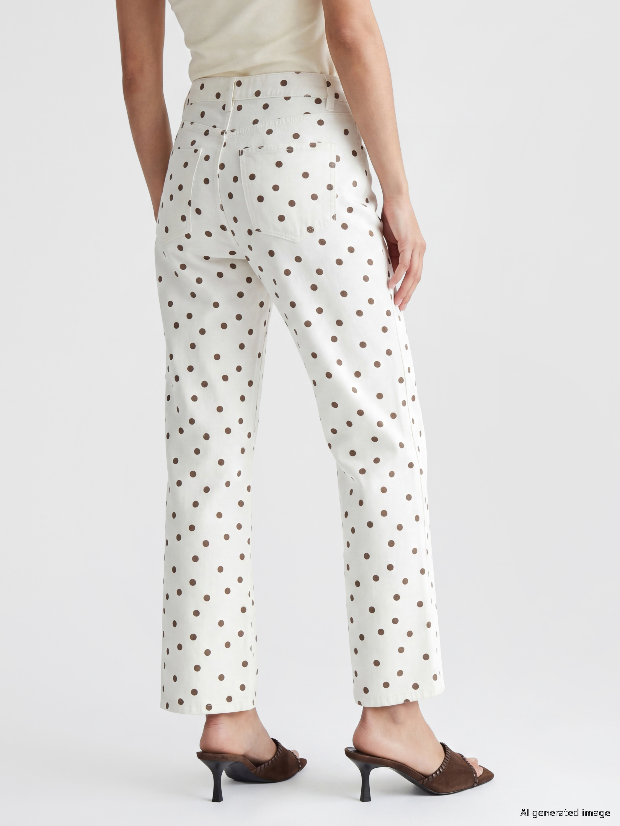LCW Jeans Crop Flare Puantiyeli Kadın Jean Pantolon görsel 4
