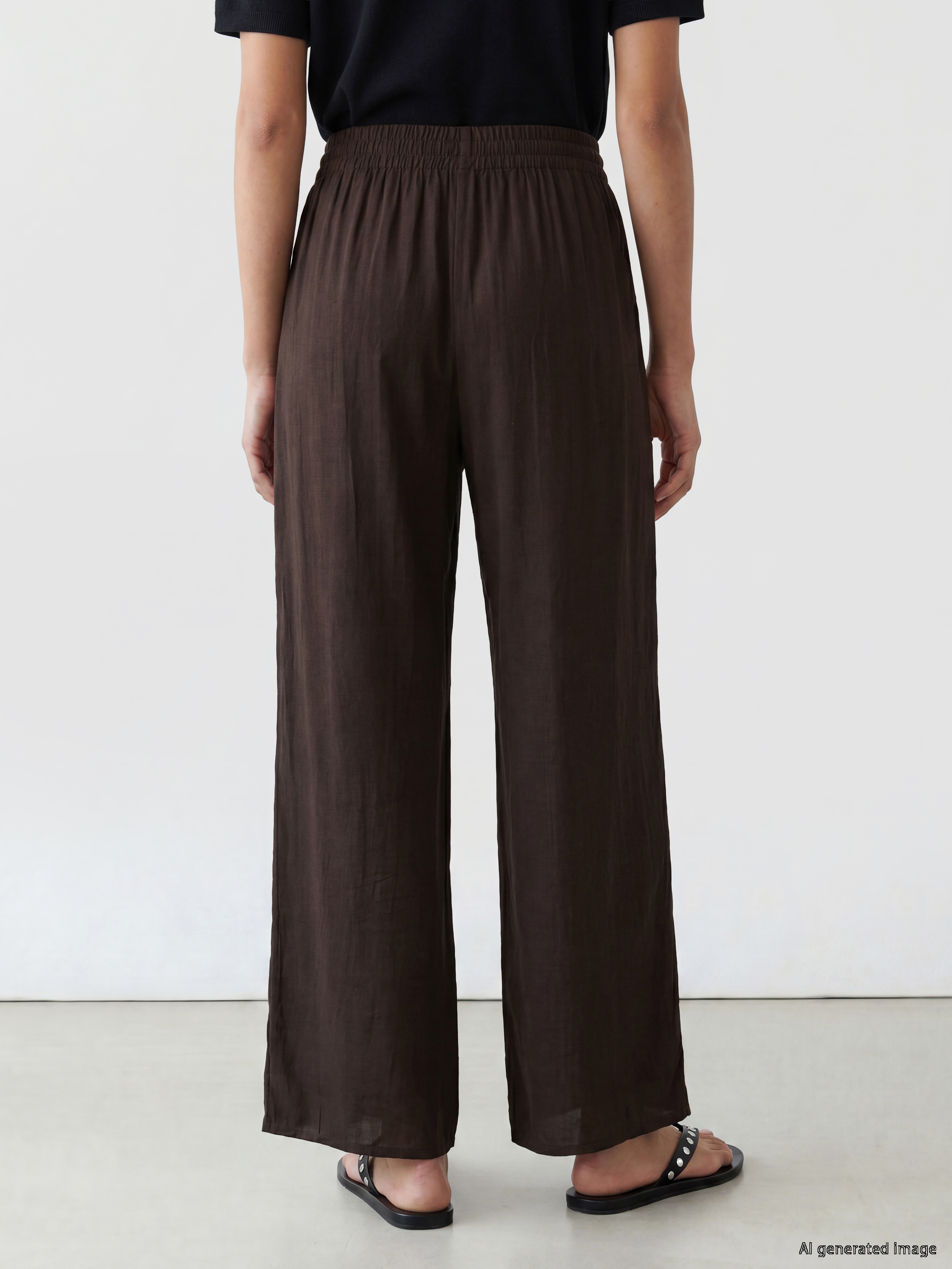 LCW Modest Beli Lastikli Geniş Paça Kadın Pantolon görsel 4