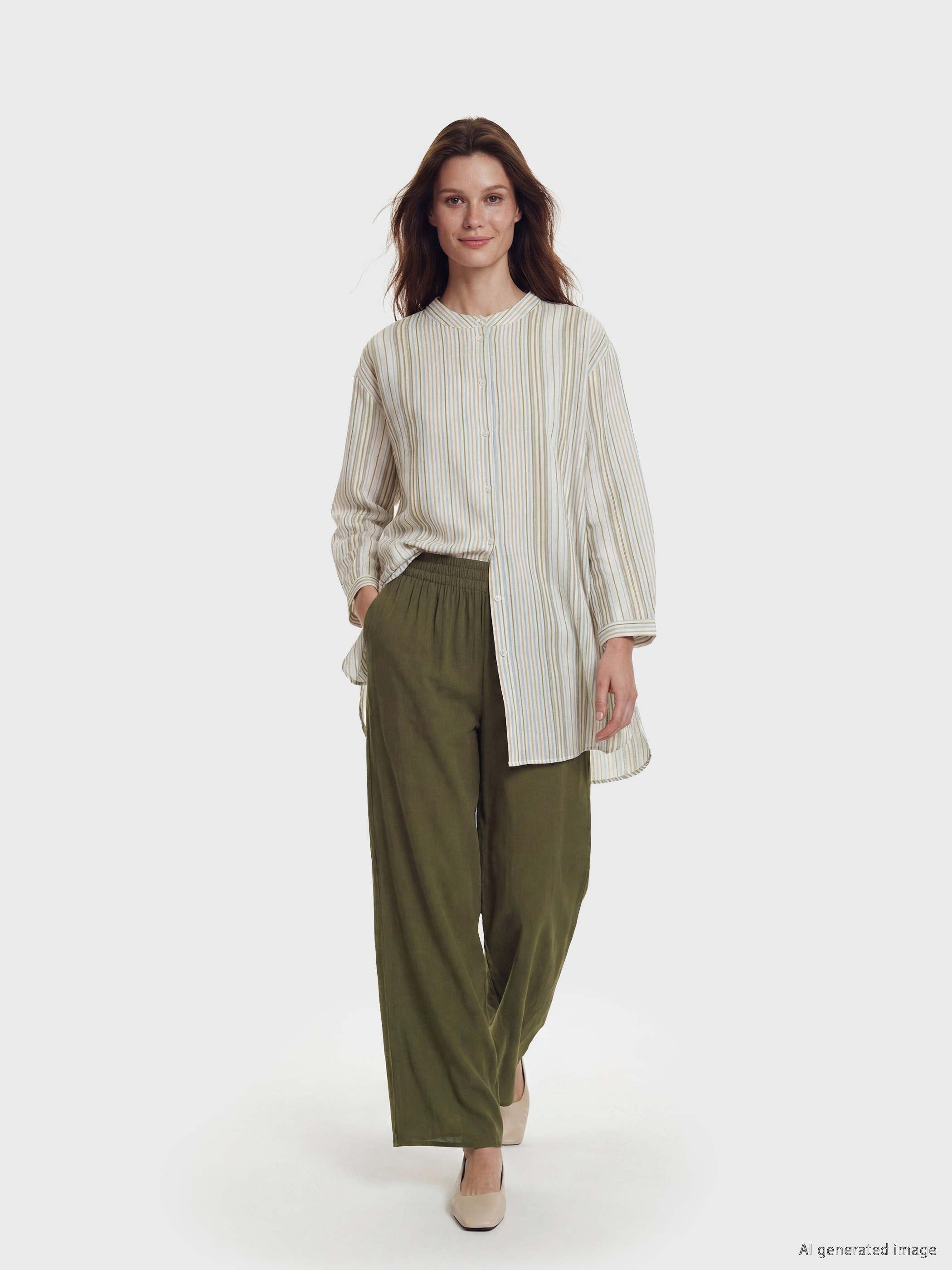 LCW Modest Beli Lastikli Geniş Paça Kadın Pantolon