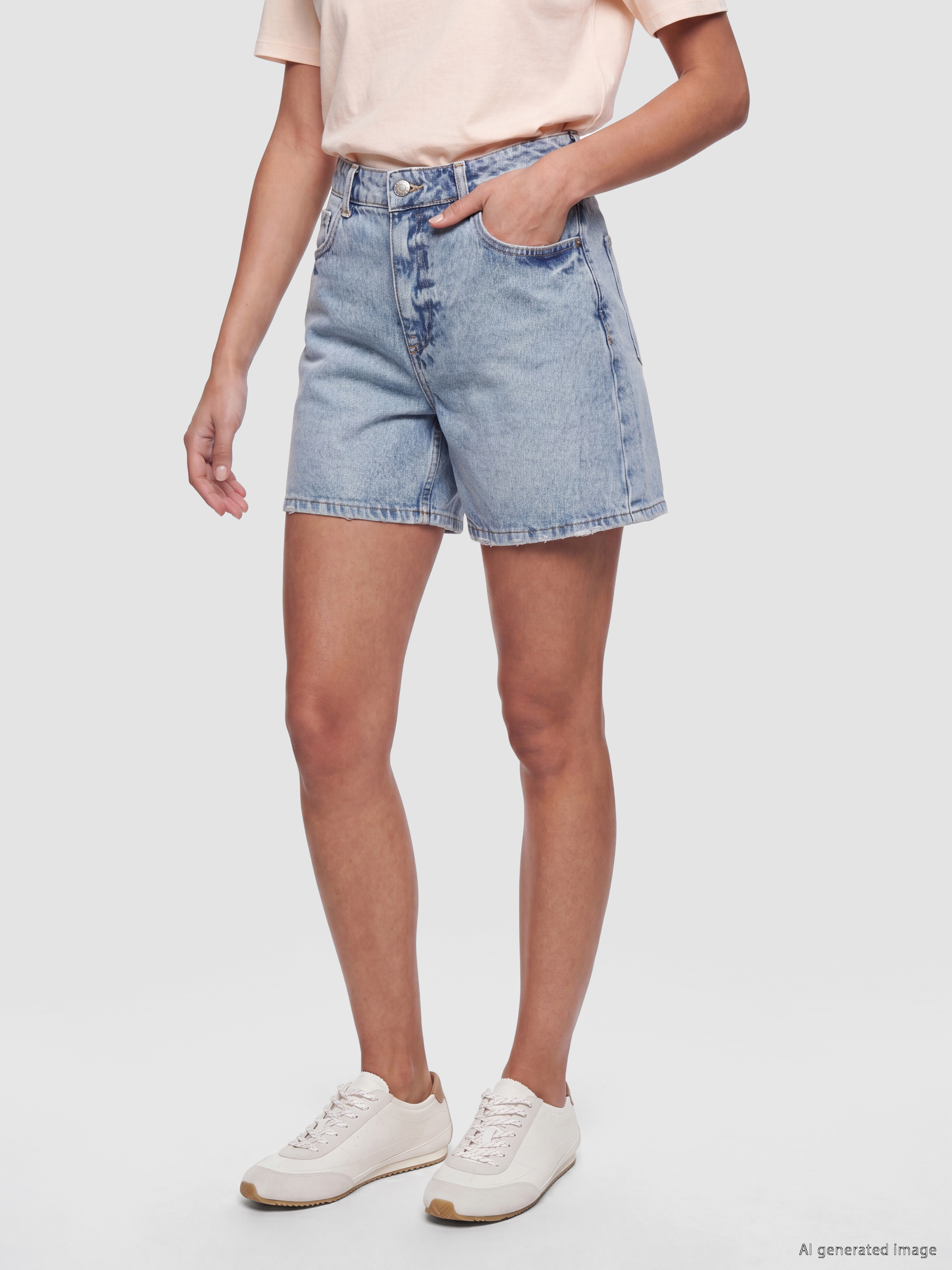 LCW Jeans Yüksek Bel Kadın Jean Şort görsel 2