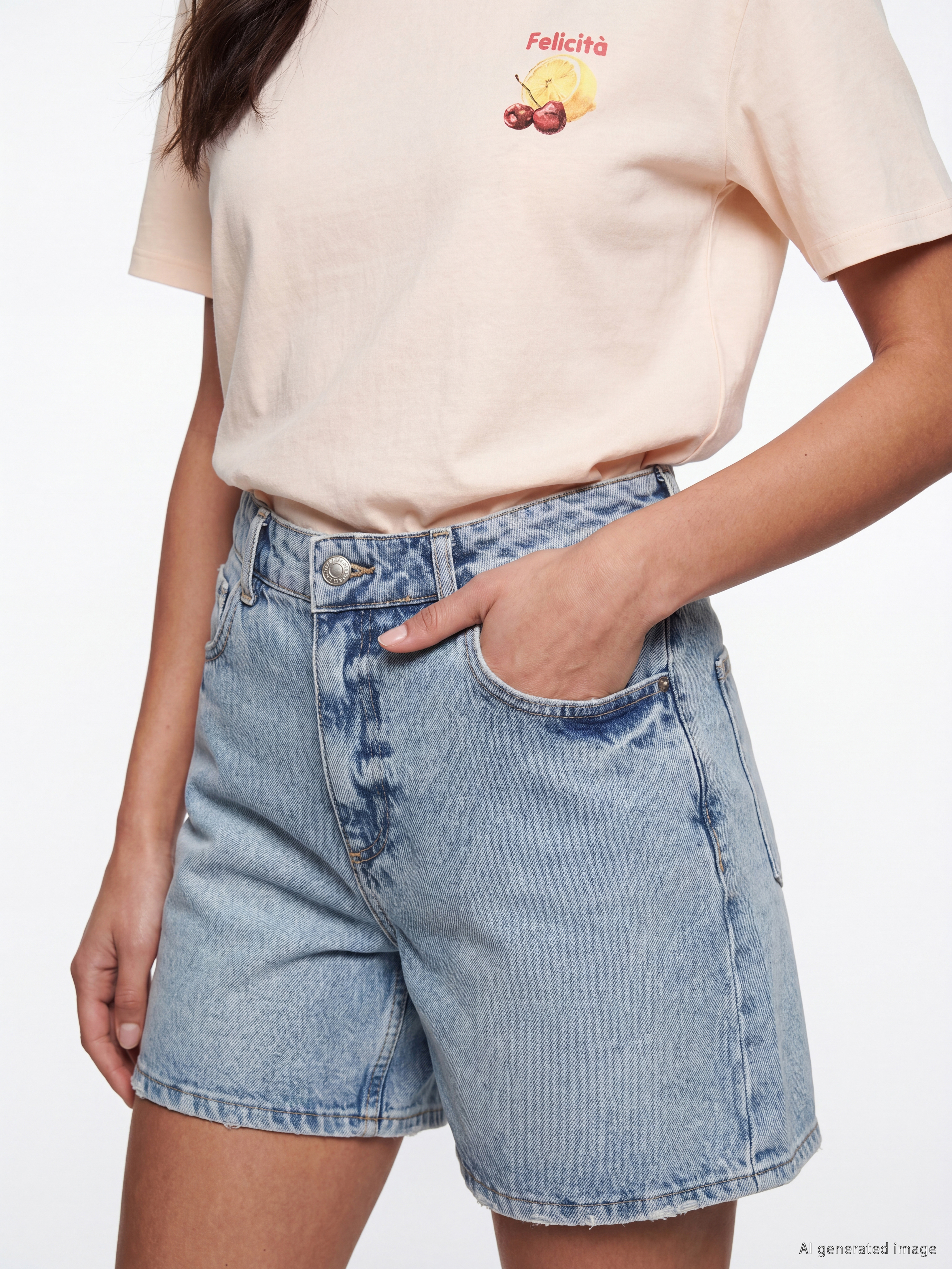 LCW Jeans Yüksek Bel Kadın Jean Şort görsel 3