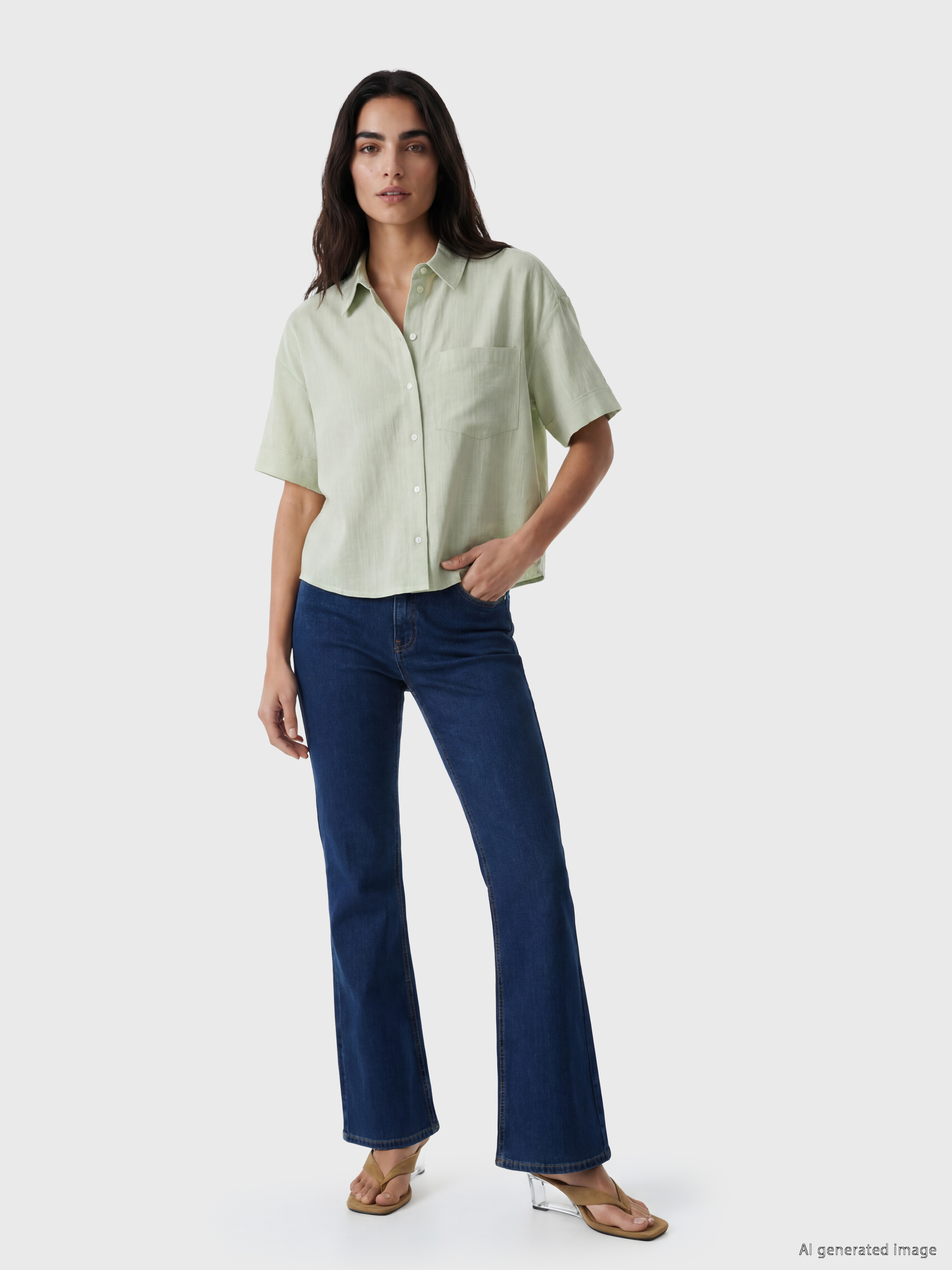 LCW Vision Oversize Poplin Kadın Gömlek görsel 2