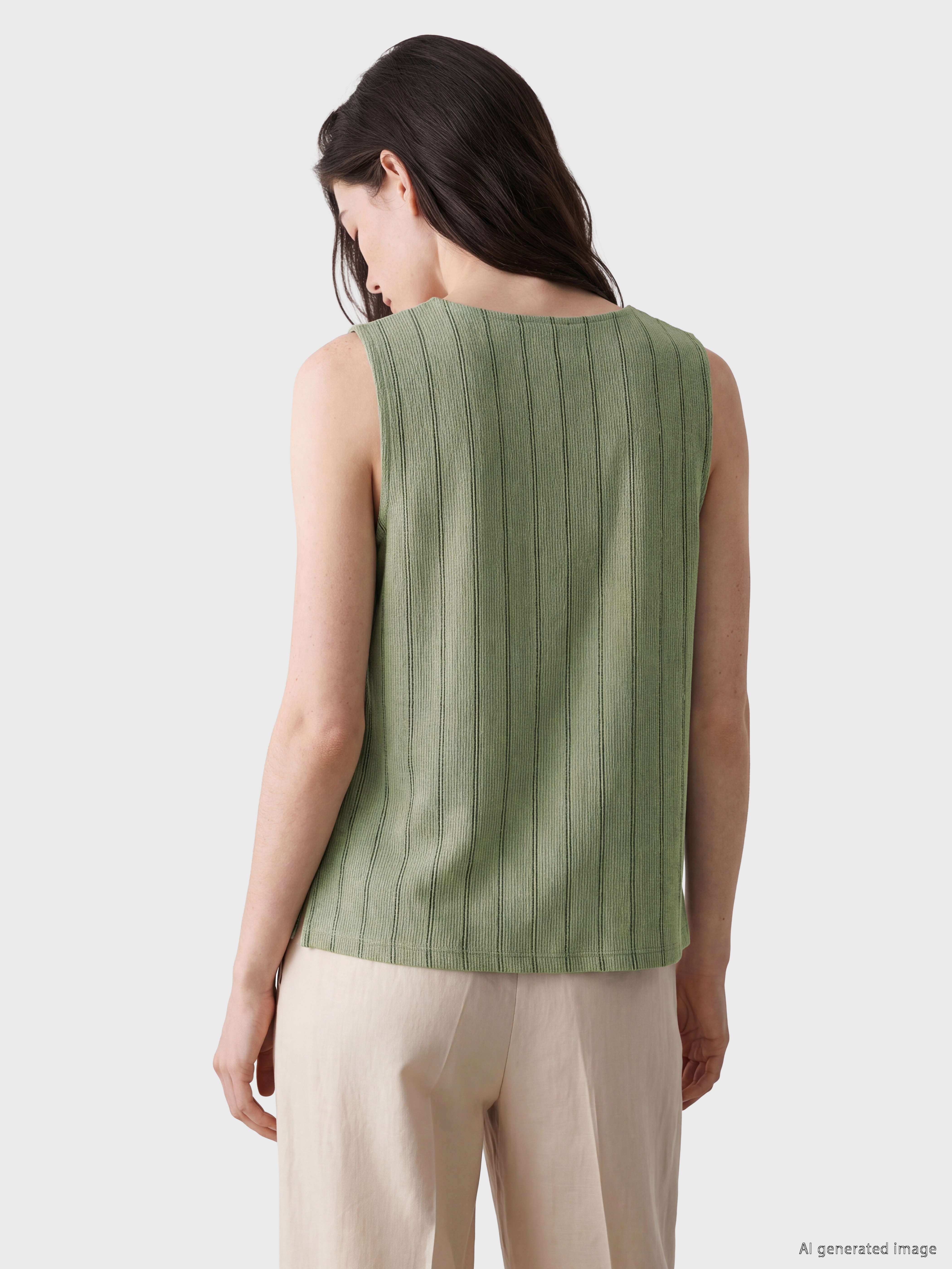 LCW Comfort Bisiklet Yaka Çizgili Kadın Atlet görsel 4