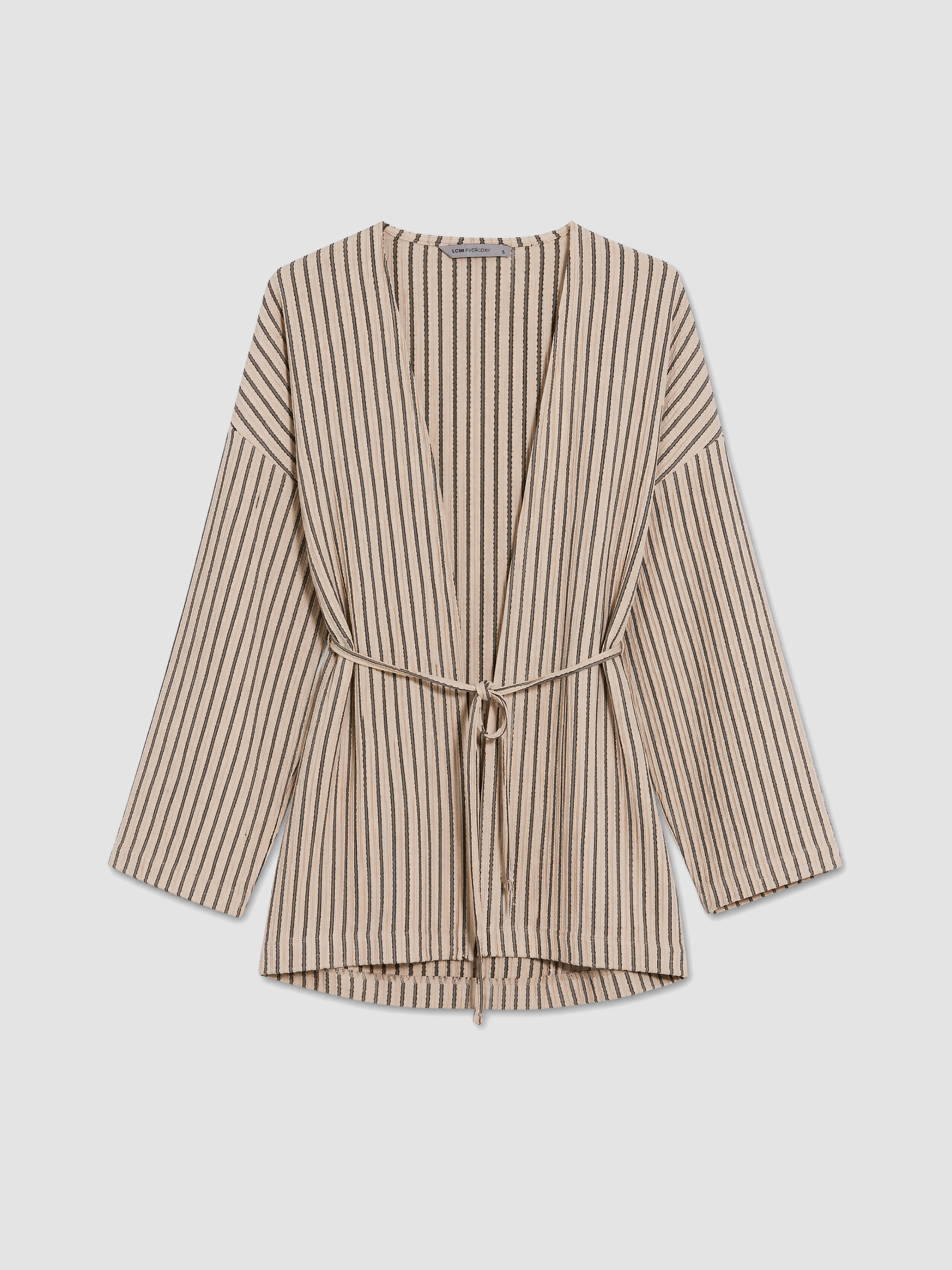 LCW EVERYDAY V Yaka Çizgili Oversize Kadın Hırka görsel 5