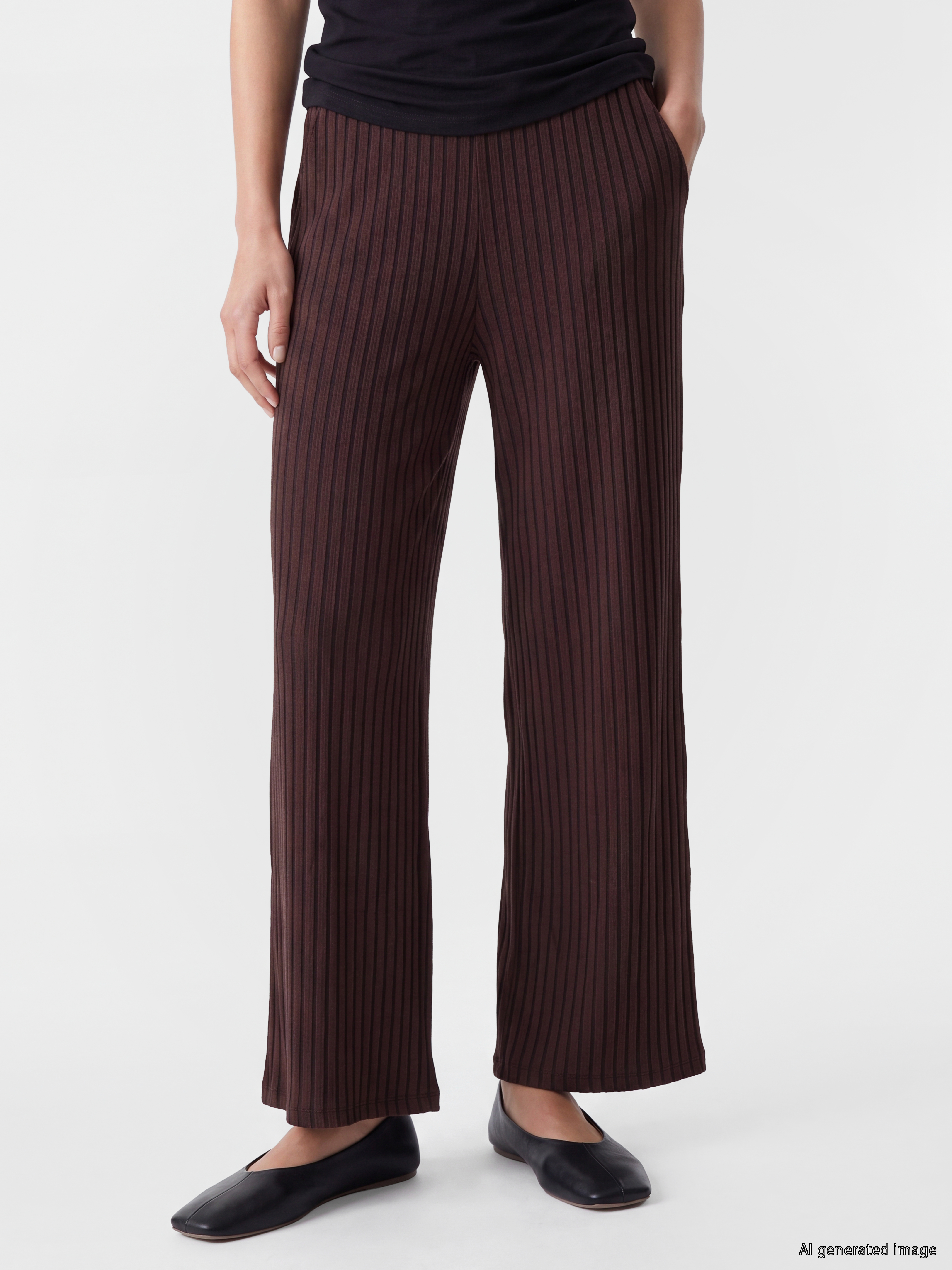 LCW EVERYDAY Beli Lastikli Çizgili Kadın Pantolon görsel 2