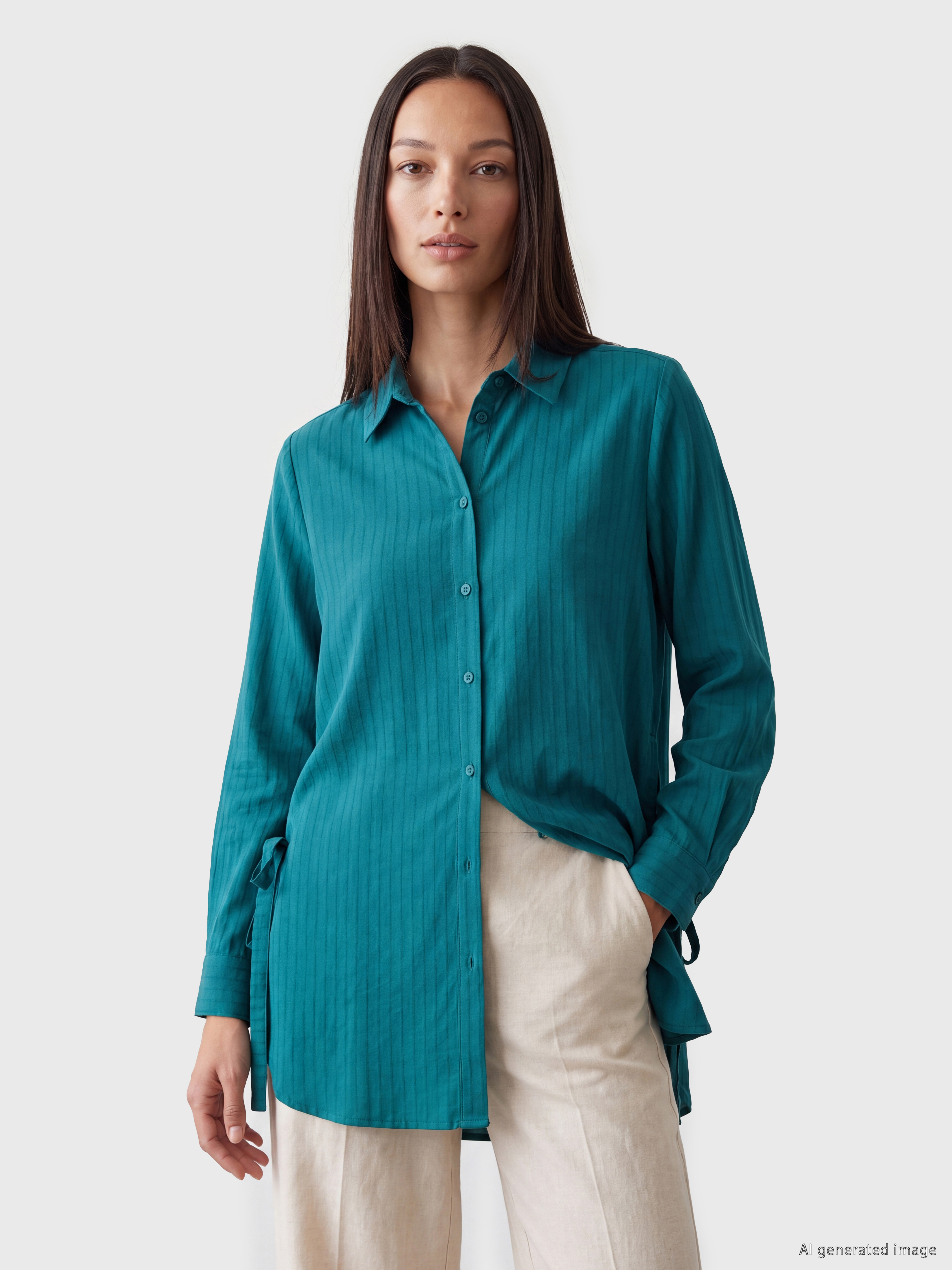 LCWAIKIKI Classic Modal Karışımlı Oversize Kadın Gömlek Tunik
