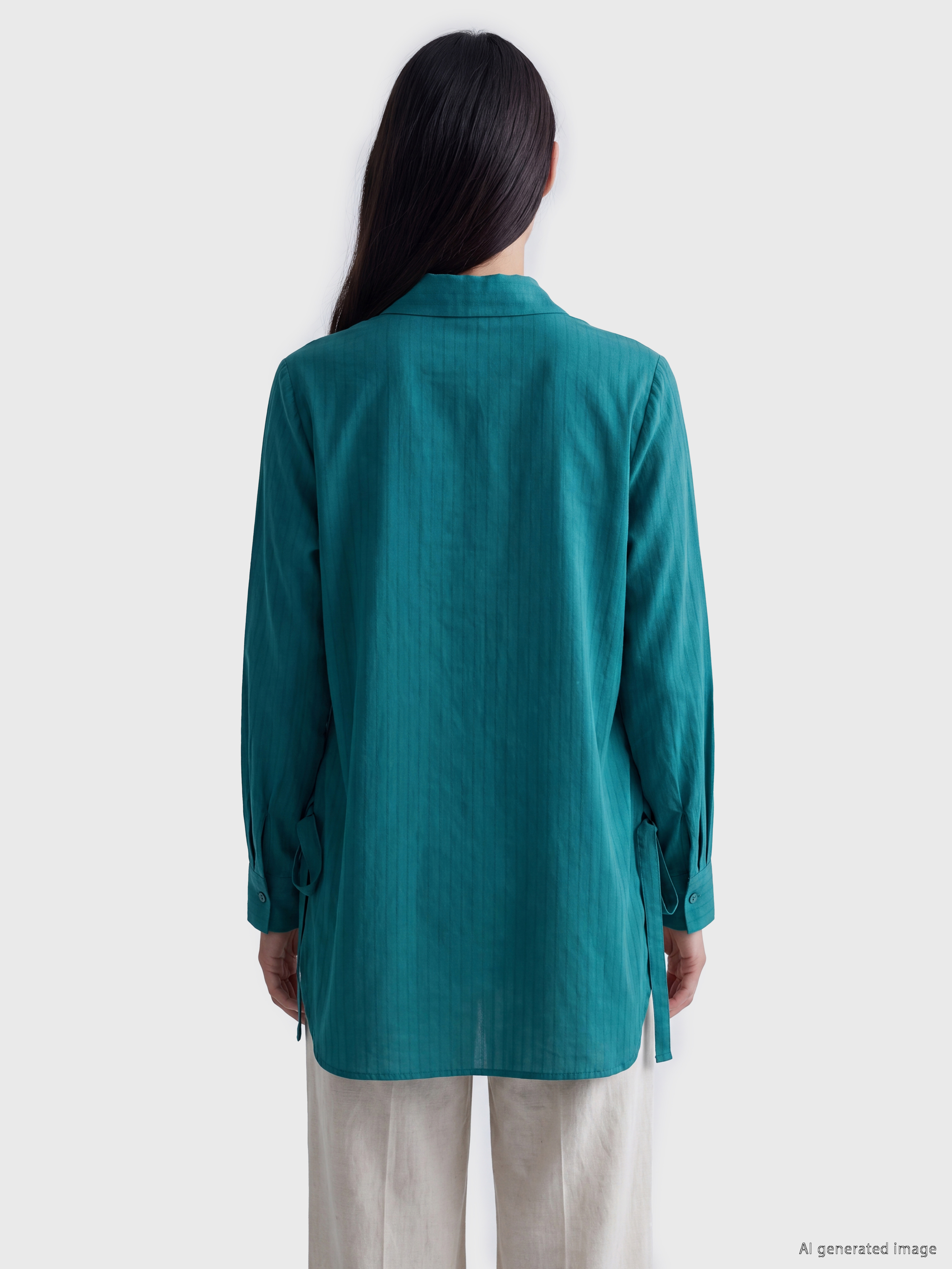 LCWAIKIKI Classic Modal Karışımlı Oversize Kadın Gömlek Tunik görsel 4