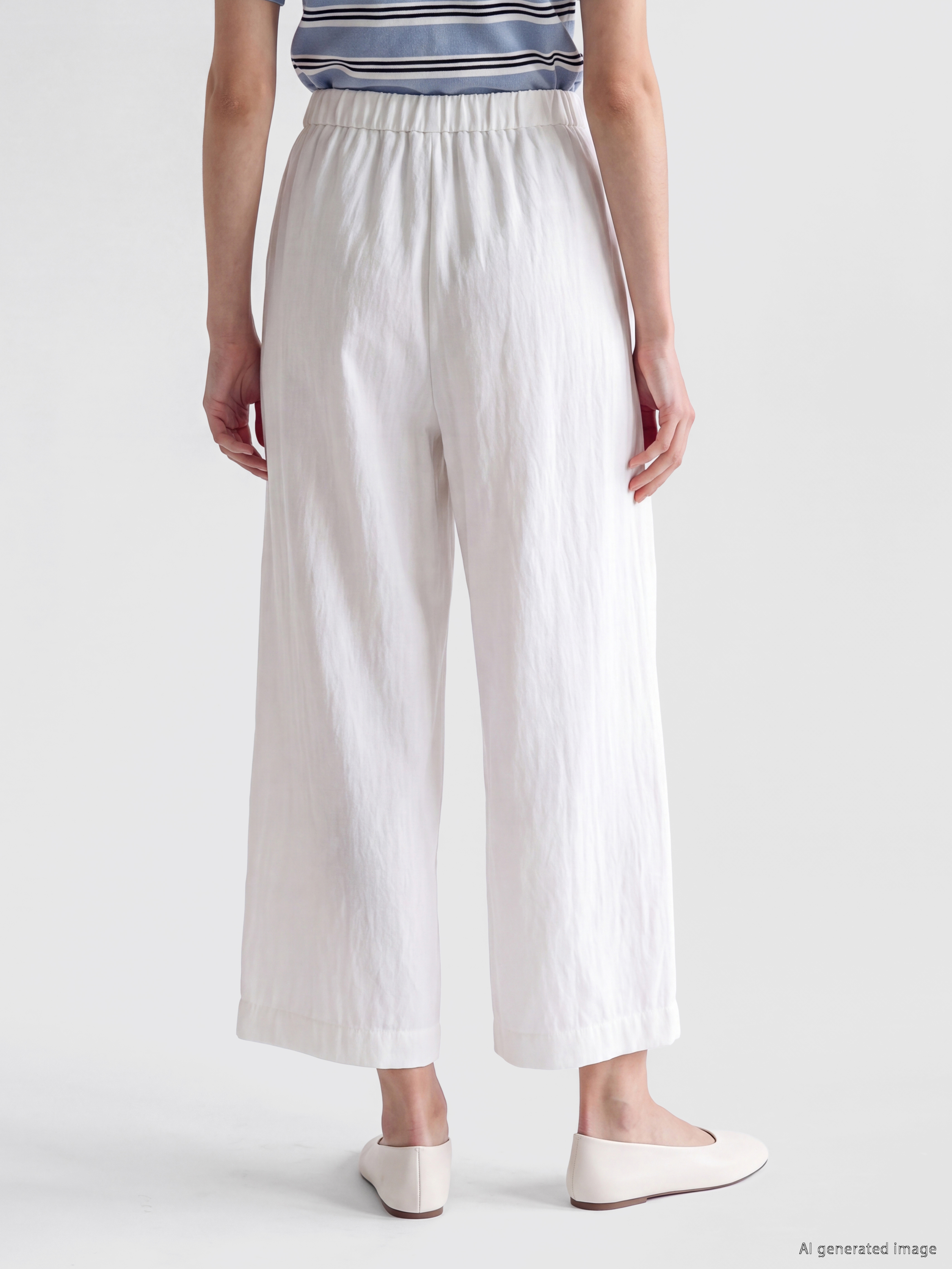 LCW Modest Beli Lastikli Geniş Paça Kadın Pantolon görsel 4